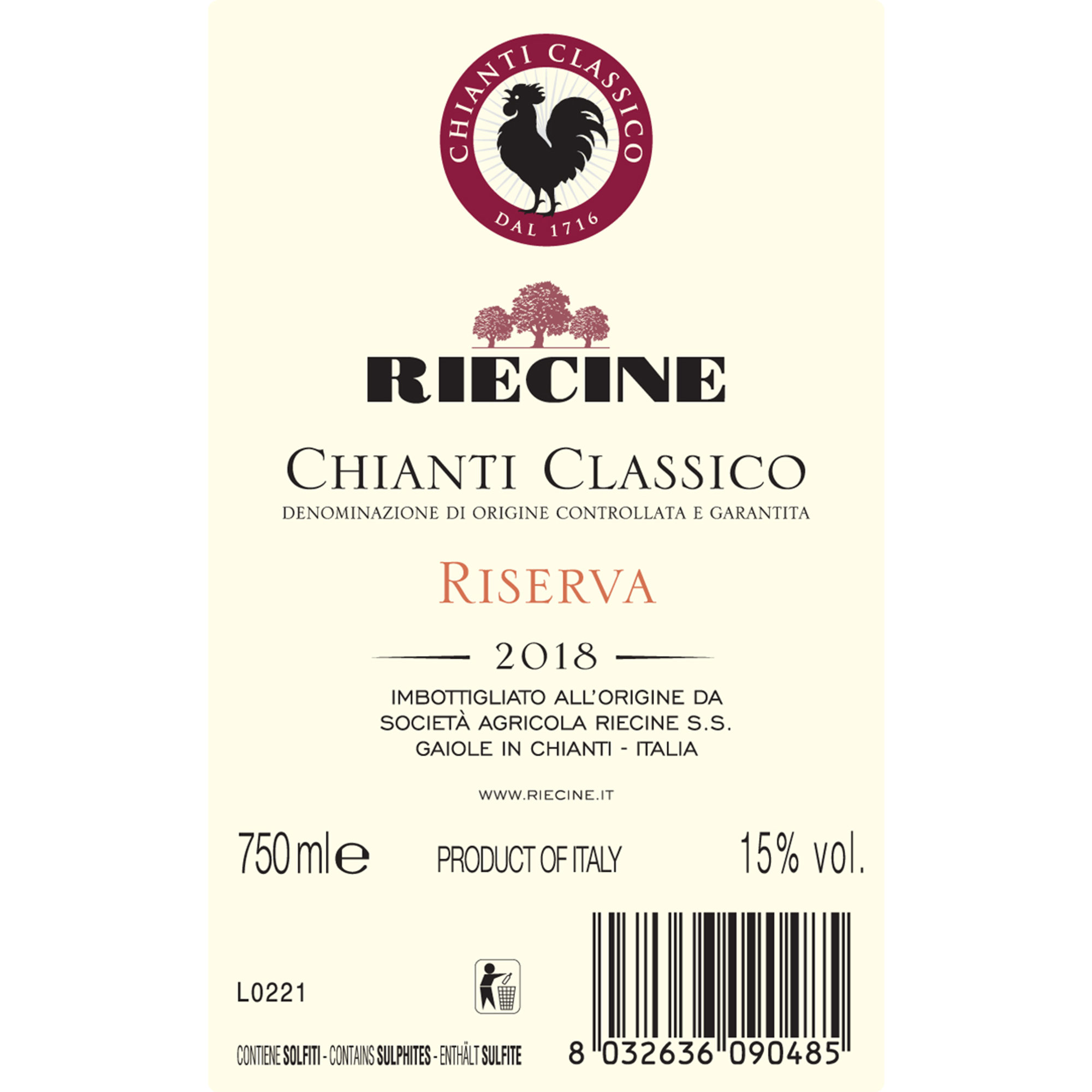 1 bottiglia - Chianti Classico Riserva DOCG 2019 Riecine vista1