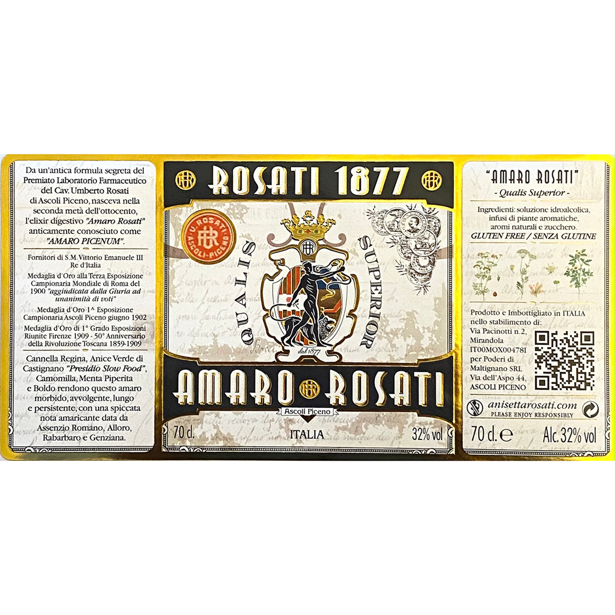 1 bottiglia - Amaro Rosati "Qualis Superior" 70 cl con confezione in legno Anisetta Rosati vista1