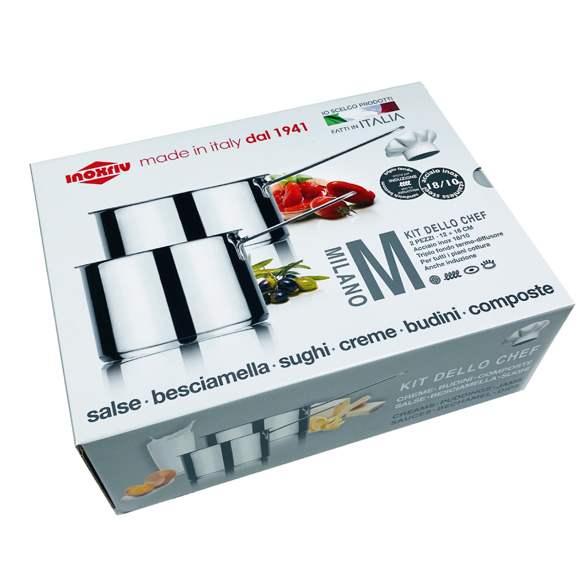 Set 2 pz MILANO kit dello CHEF, acciaio Inoxriv vista5