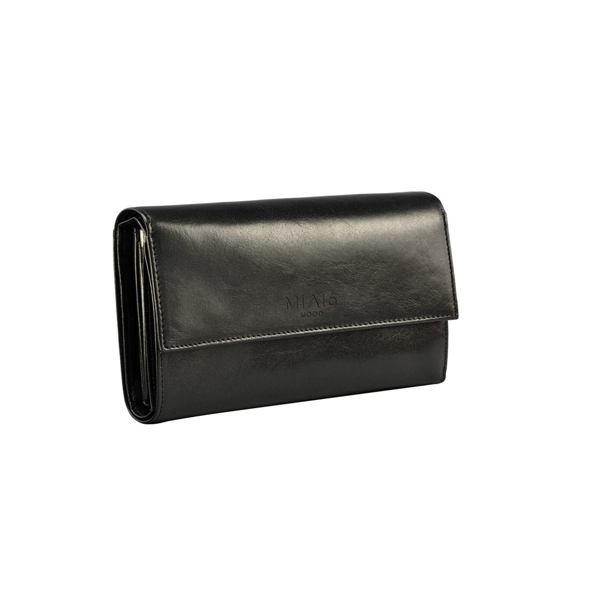Portafoglio in pelle con tasche interne e porta carte nero con finiture silver MIA16 VENEZIA vista0
