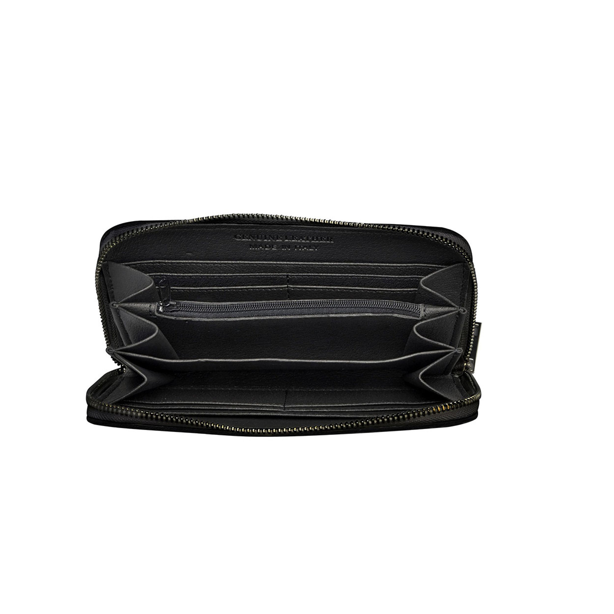 Portafoglio medio  in pelle con tasche interne e porta carte nero MIA16 VENEZIA vista1