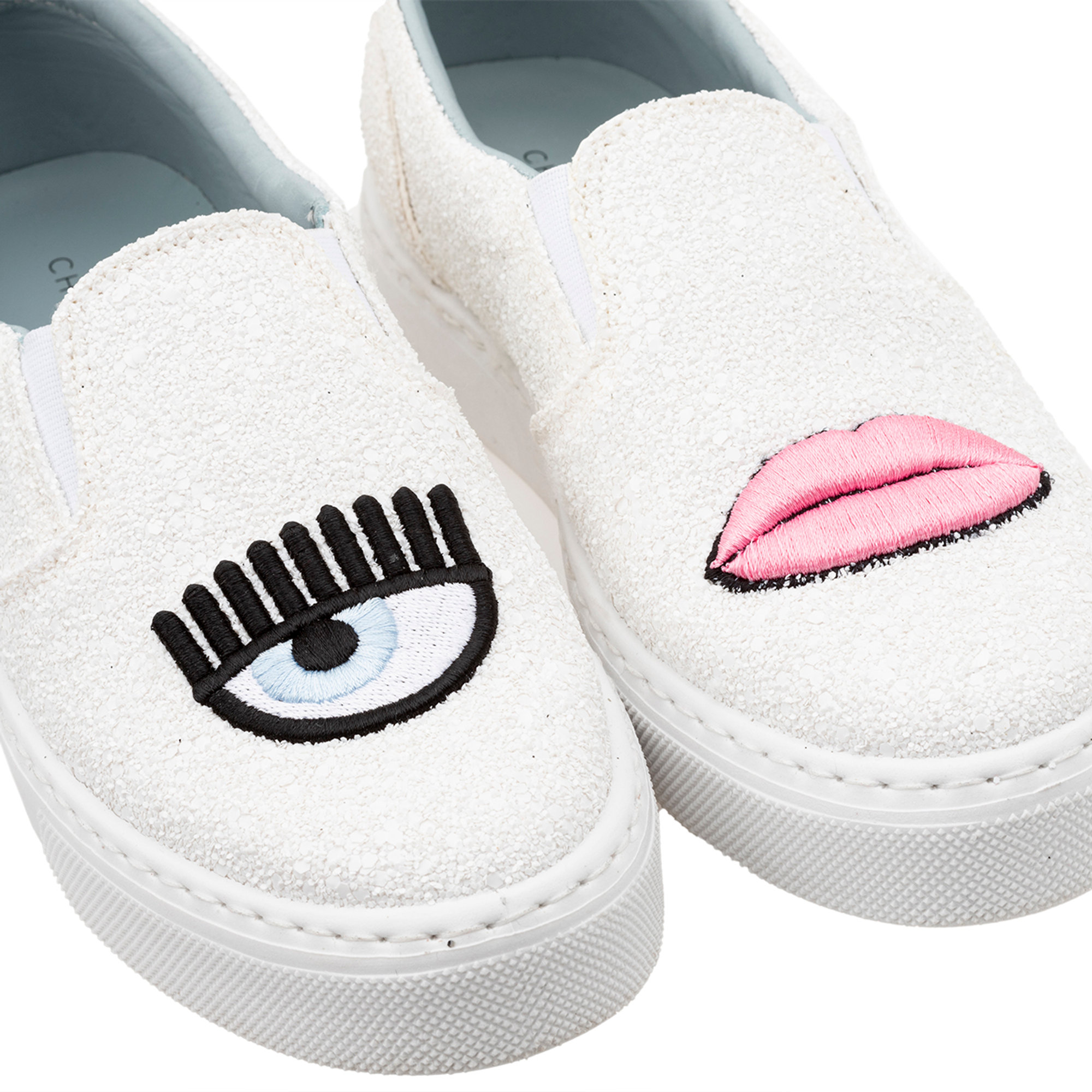 Slip-on in glitter bianche Chiara Ferragni  vista2