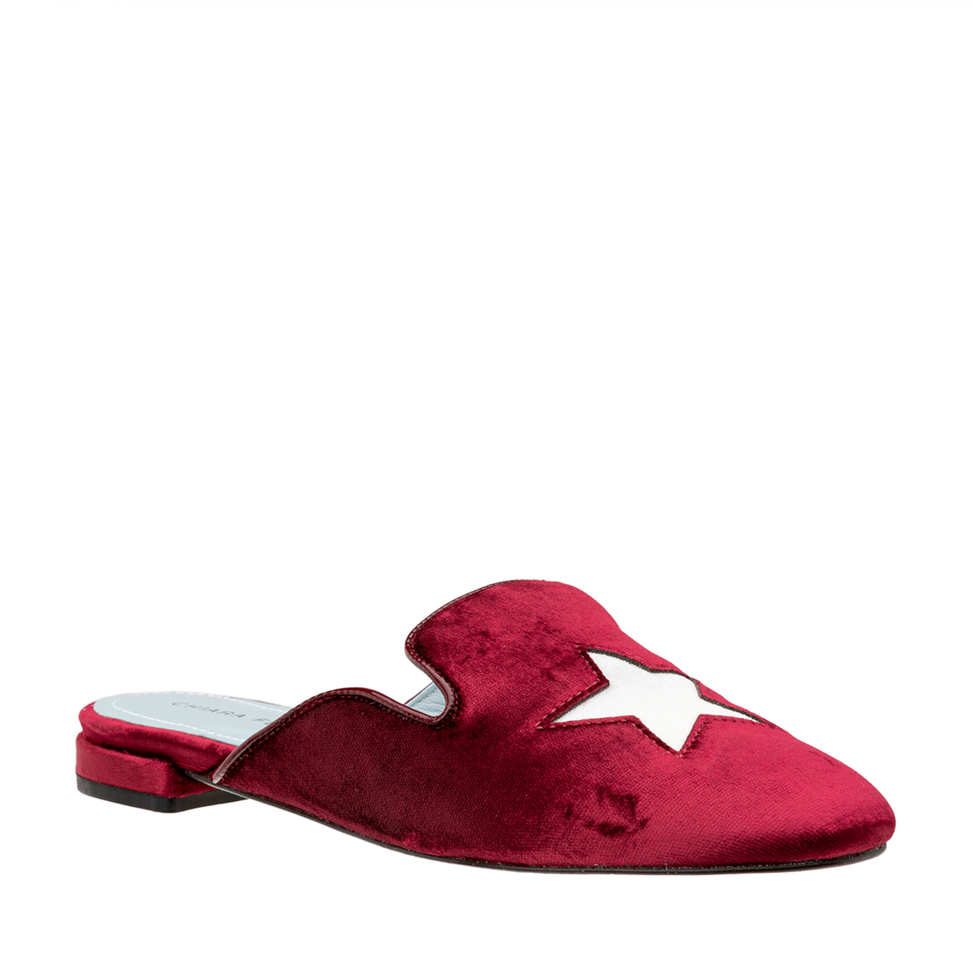 Mules con stella in velluto bordeaux Chiara Ferragni  vista1