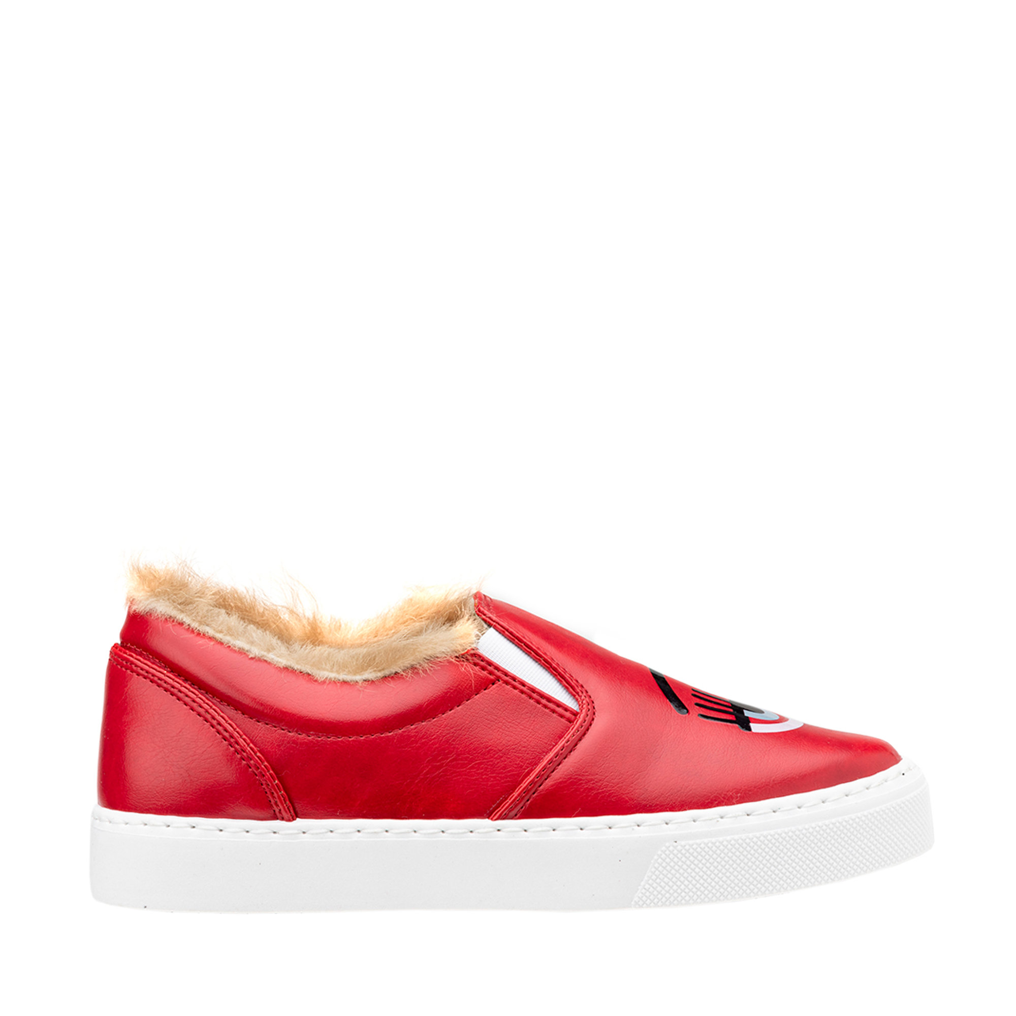 Slip-on con pelliccia rosse Chiara Ferragni  vista0