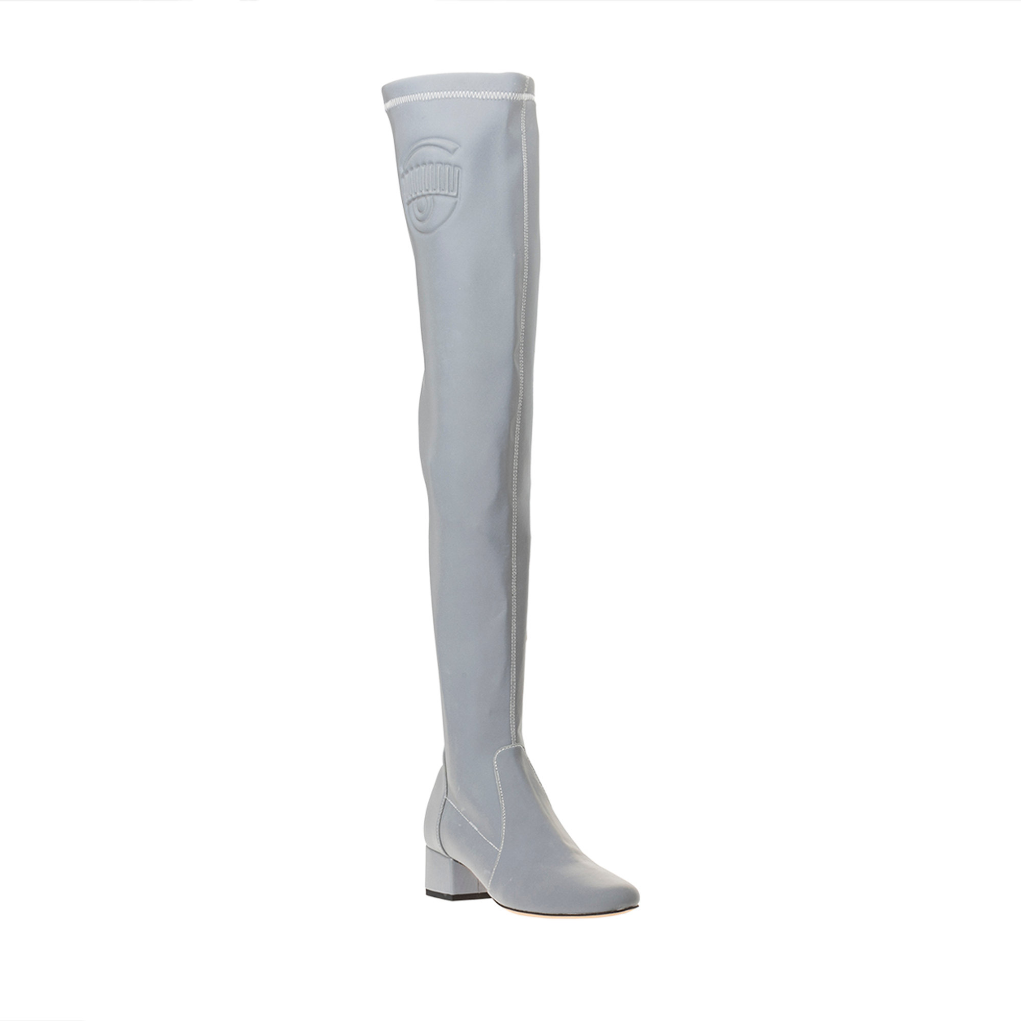 Stivali clochard stretch argento Chiara Ferragni  vista1
