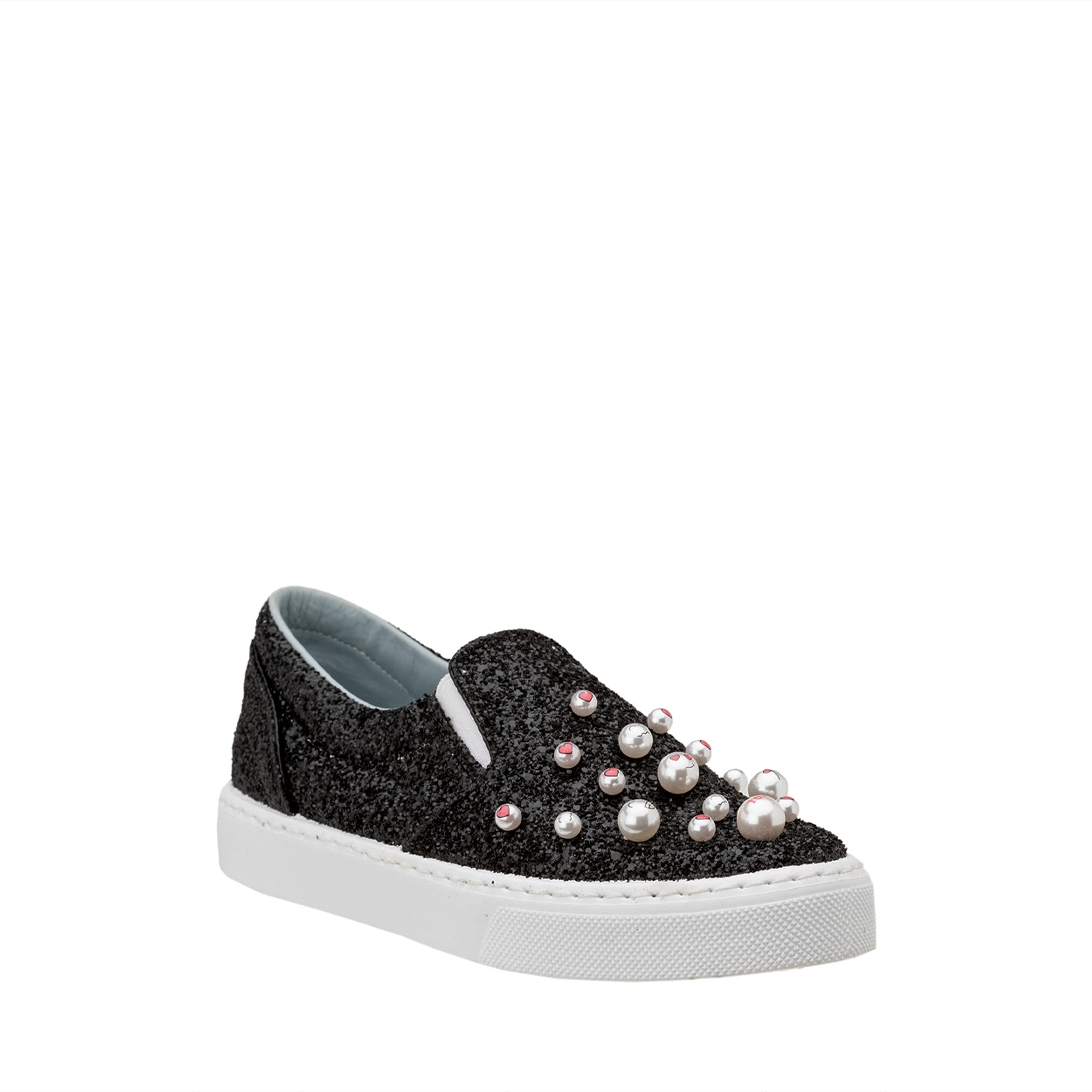 Slip-on con perle in glitter nere Chiara Ferragni  vista1