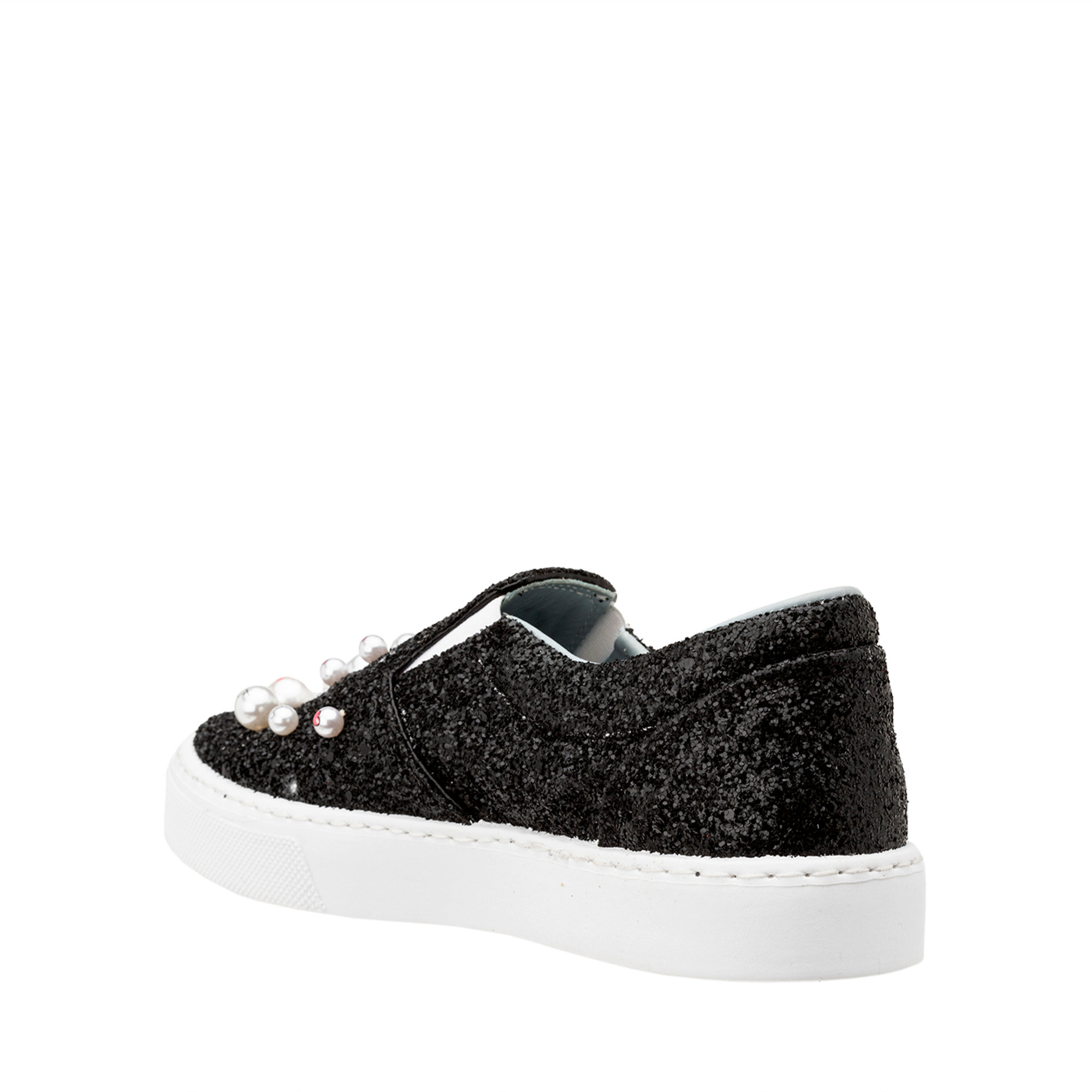 Slip-on con perle in glitter nere Chiara Ferragni  vista2