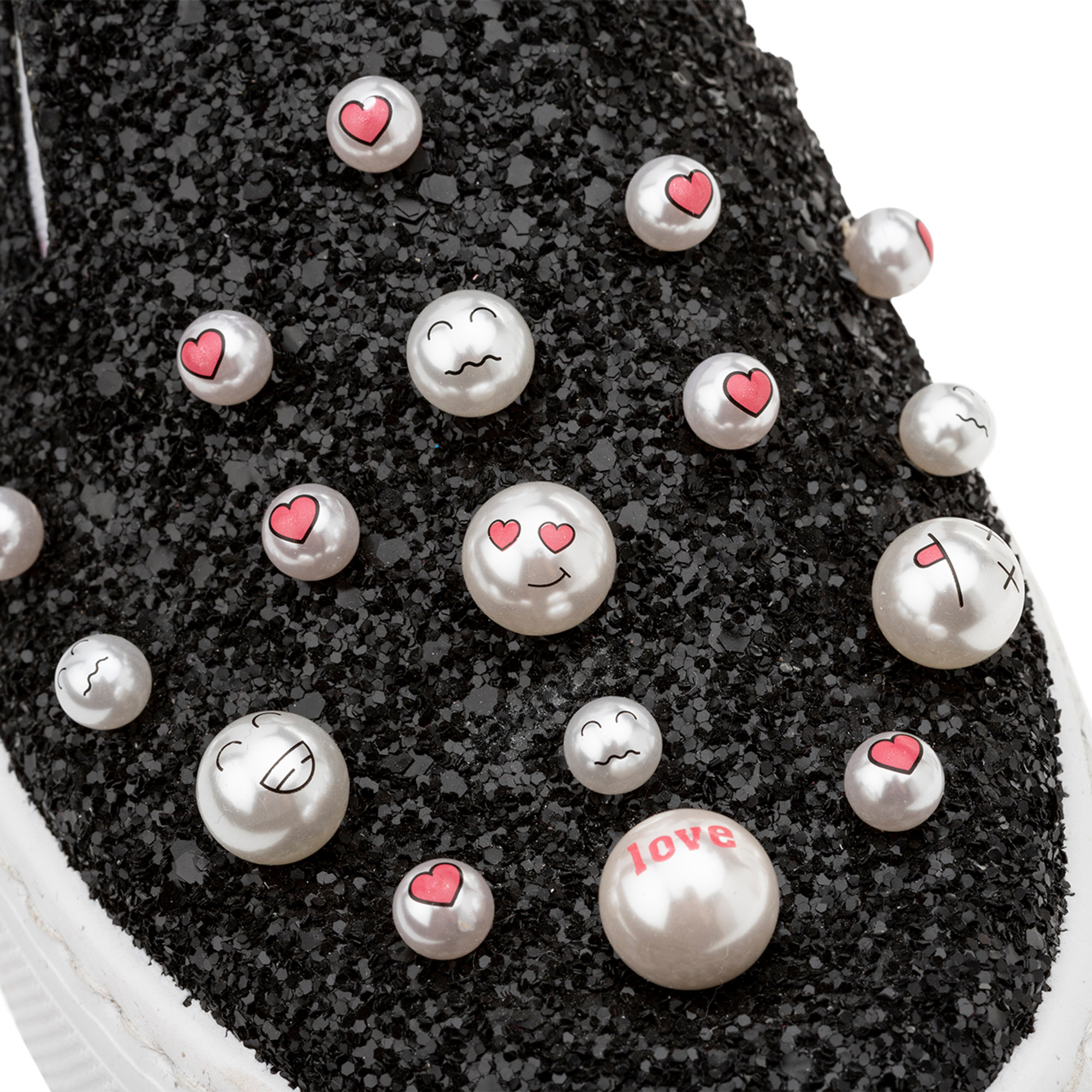 Slip-on con perle in glitter nere Chiara Ferragni  vista3