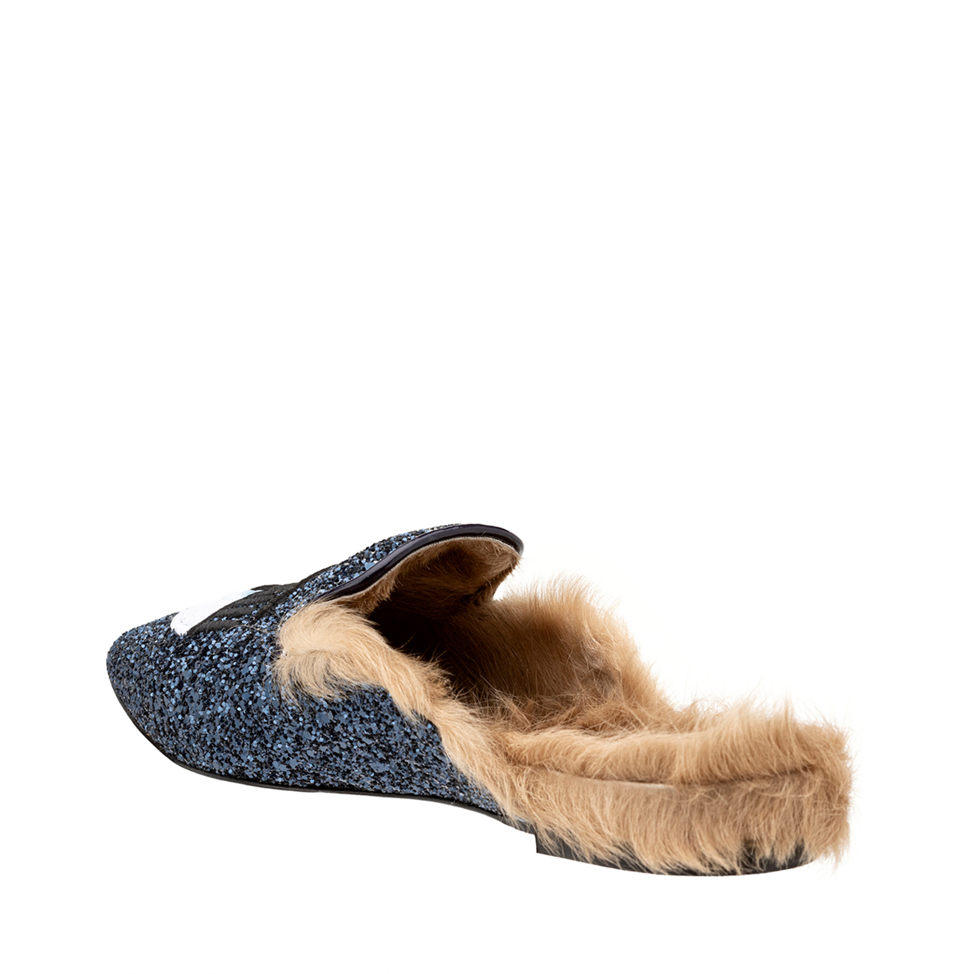 Mules a punta in glitter blu Chiara Ferragni  vista2