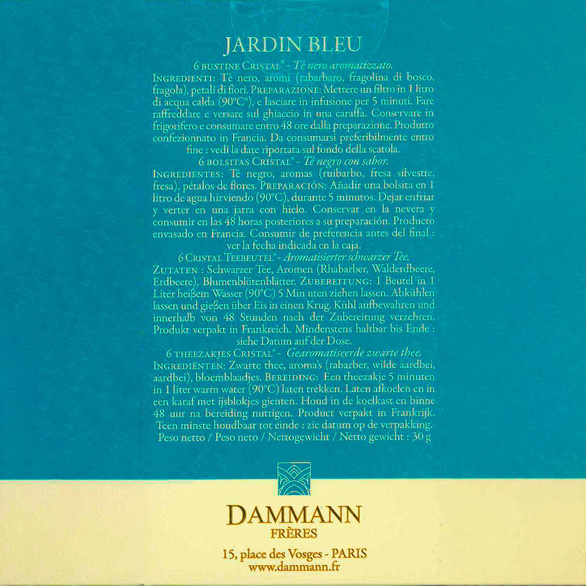 2 paquets - Thé glacé avec 6 filtres 30 gr « Jardin Bleu » + Samba infusé GRATUIT Dammann Frères vista1