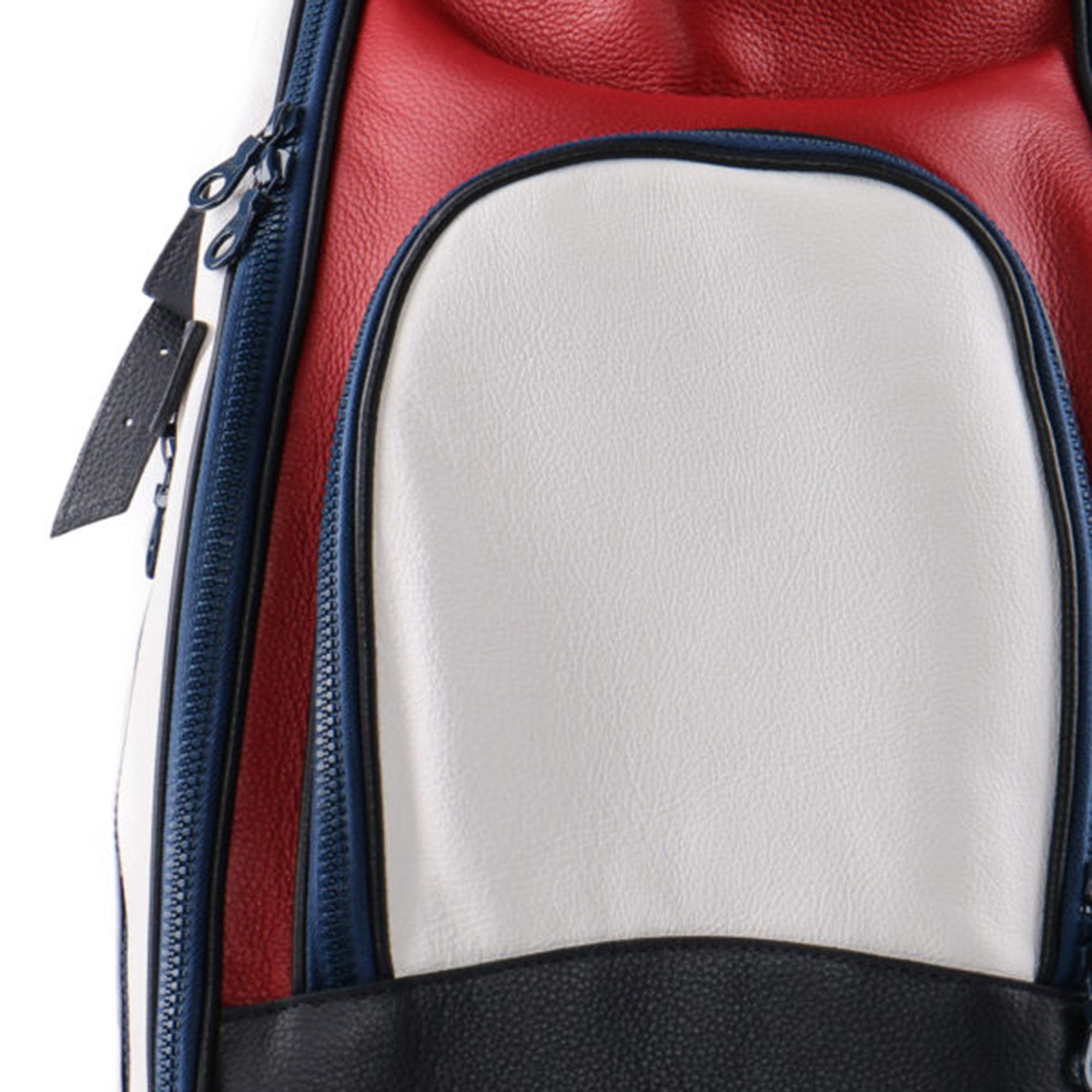 Sacca da golf imperiale in vera pelle tricolore bianca, blu e rossa Terrida vista4