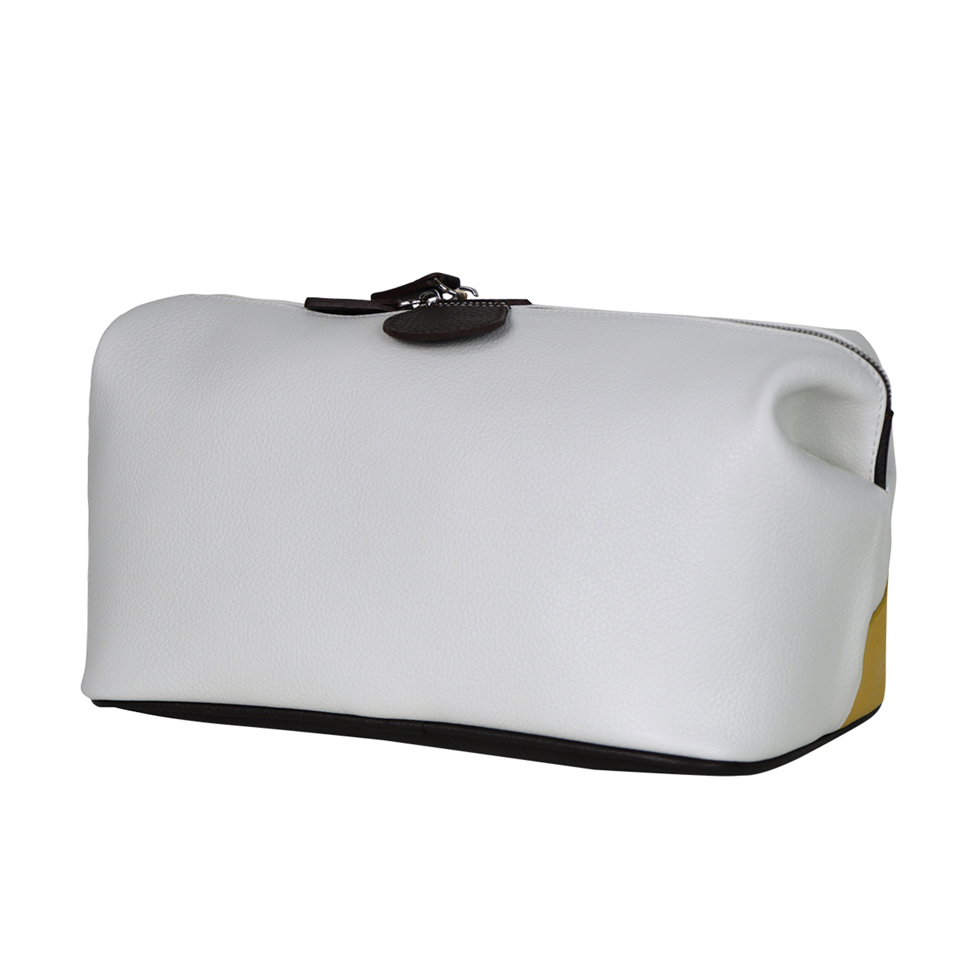 Beauty case sportivo in pelle testa di moror, giallo e bianco Terrida vista2