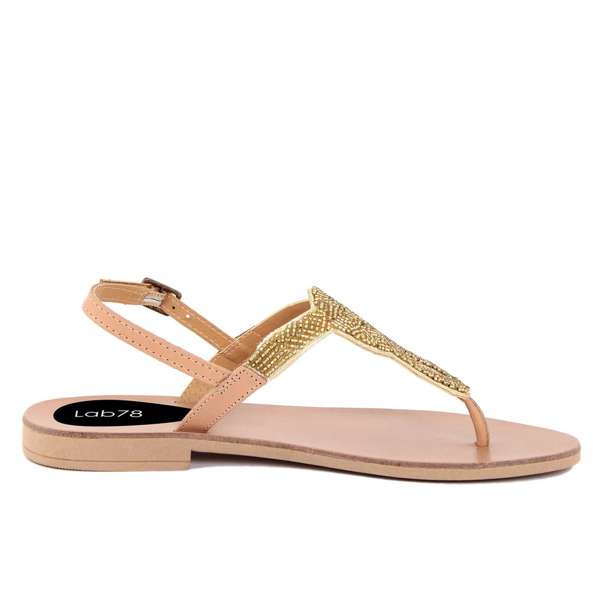 Sandali modello dolcevita con dettaglio in strass oro Lab78 vista1