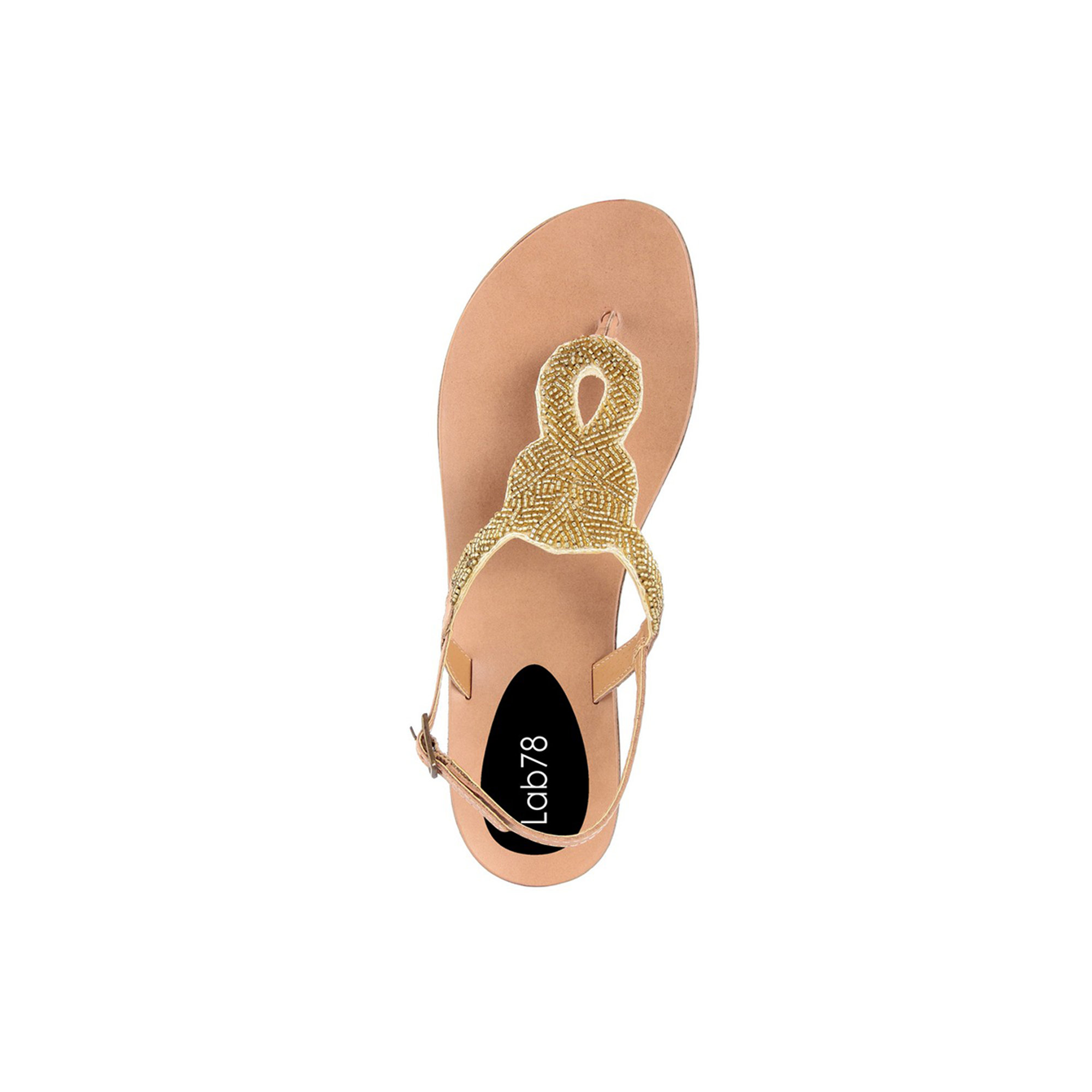 Sandali modello dolcevita con dettaglio in strass oro Lab78 vista3