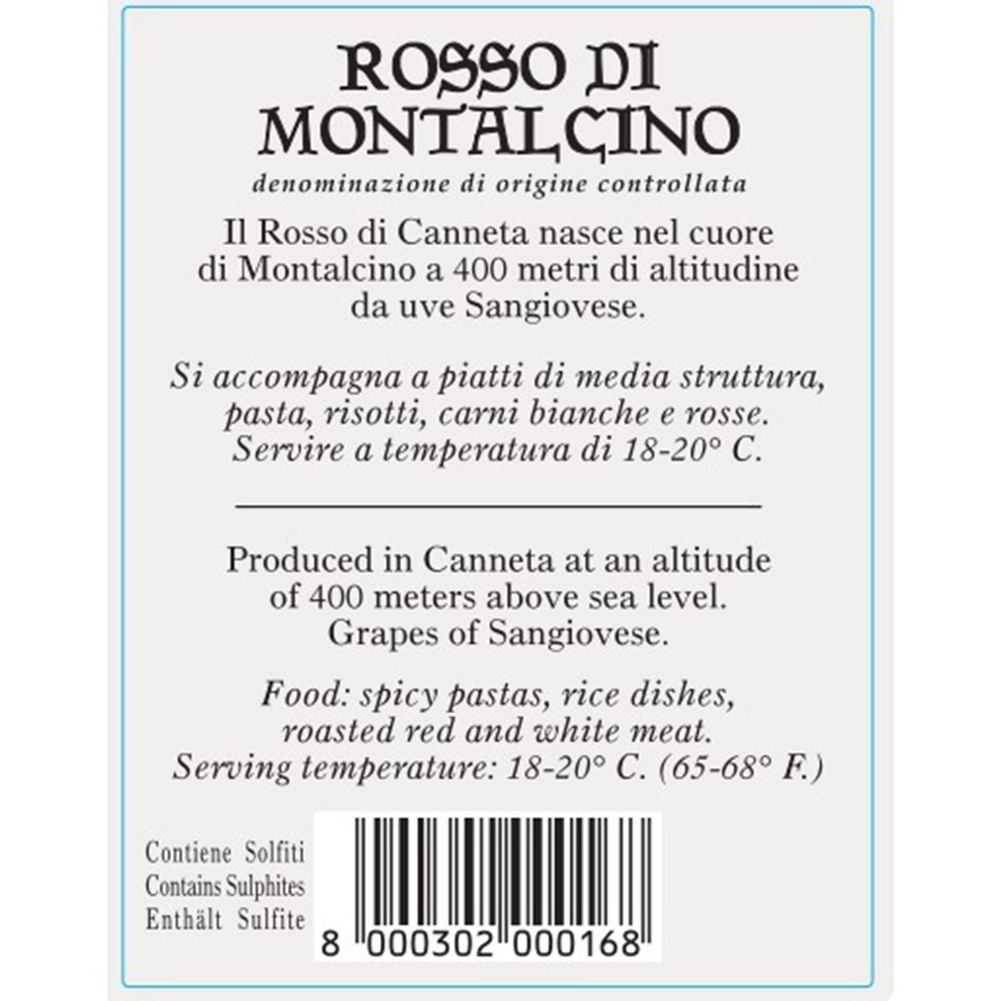 3 bottiglie miste: Rosso di Montalcino DOC 2019 - Brunello di Montalcino DOCG 2015 - Sant'Antimo Rosso DOC 2019 Tenuta Canneta vista2