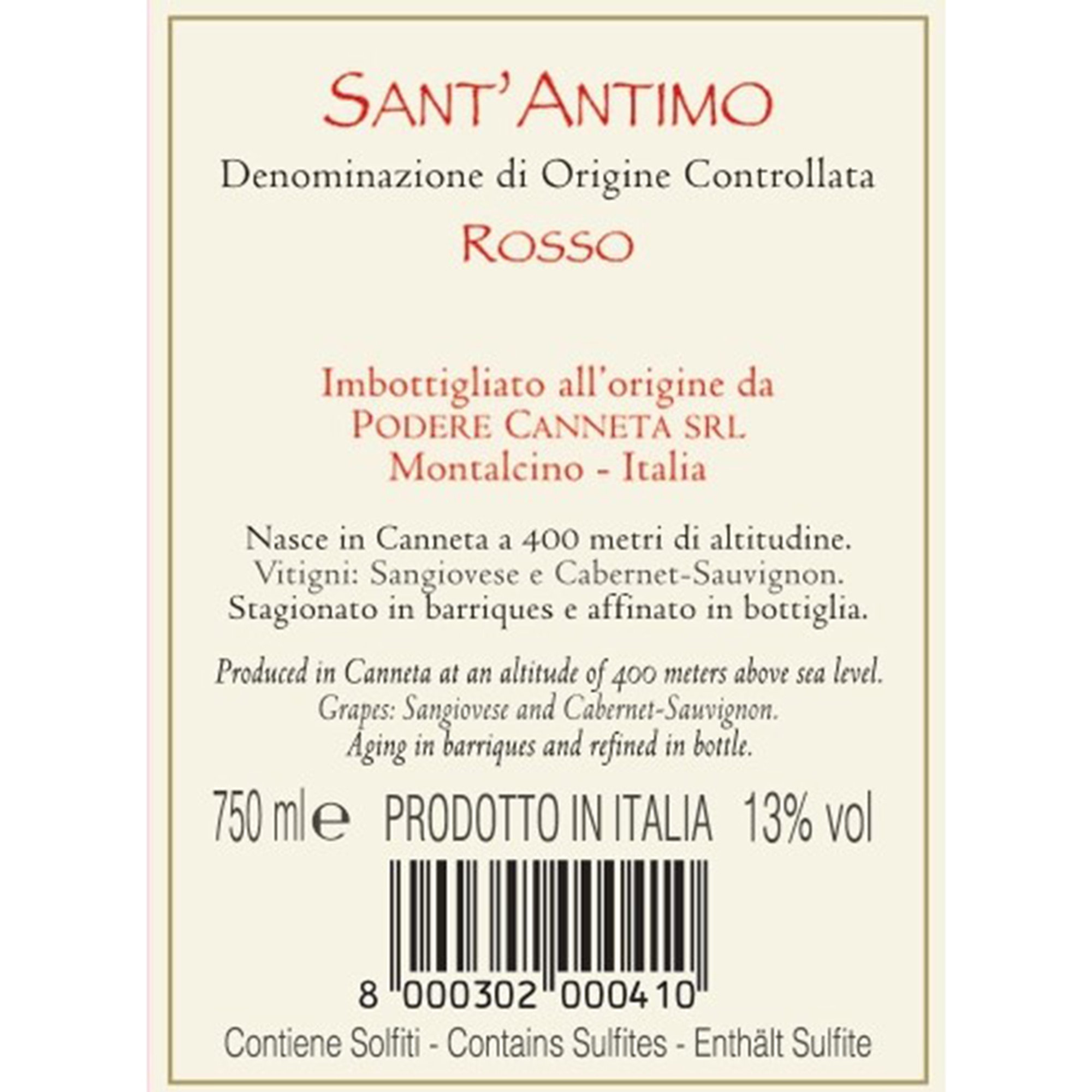 3 bottiglie miste: Rosso di Montalcino DOC 2019 - Brunello di Montalcino DOCG 2015 - Sant'Antimo Rosso DOC 2019 Tenuta Canneta vista6