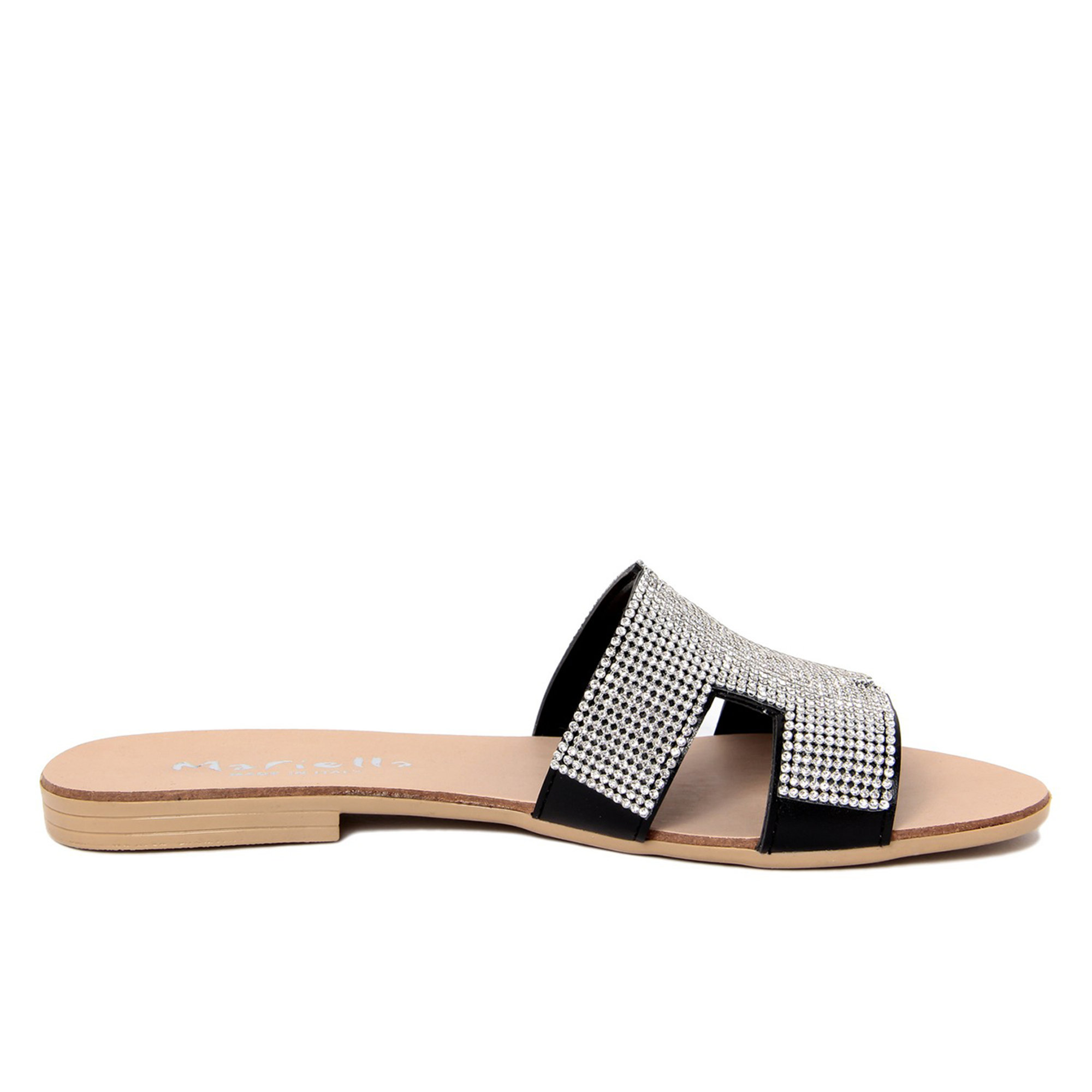 Sandali in pelle con applicazione di strass cristal Mariella Scarpe vista0