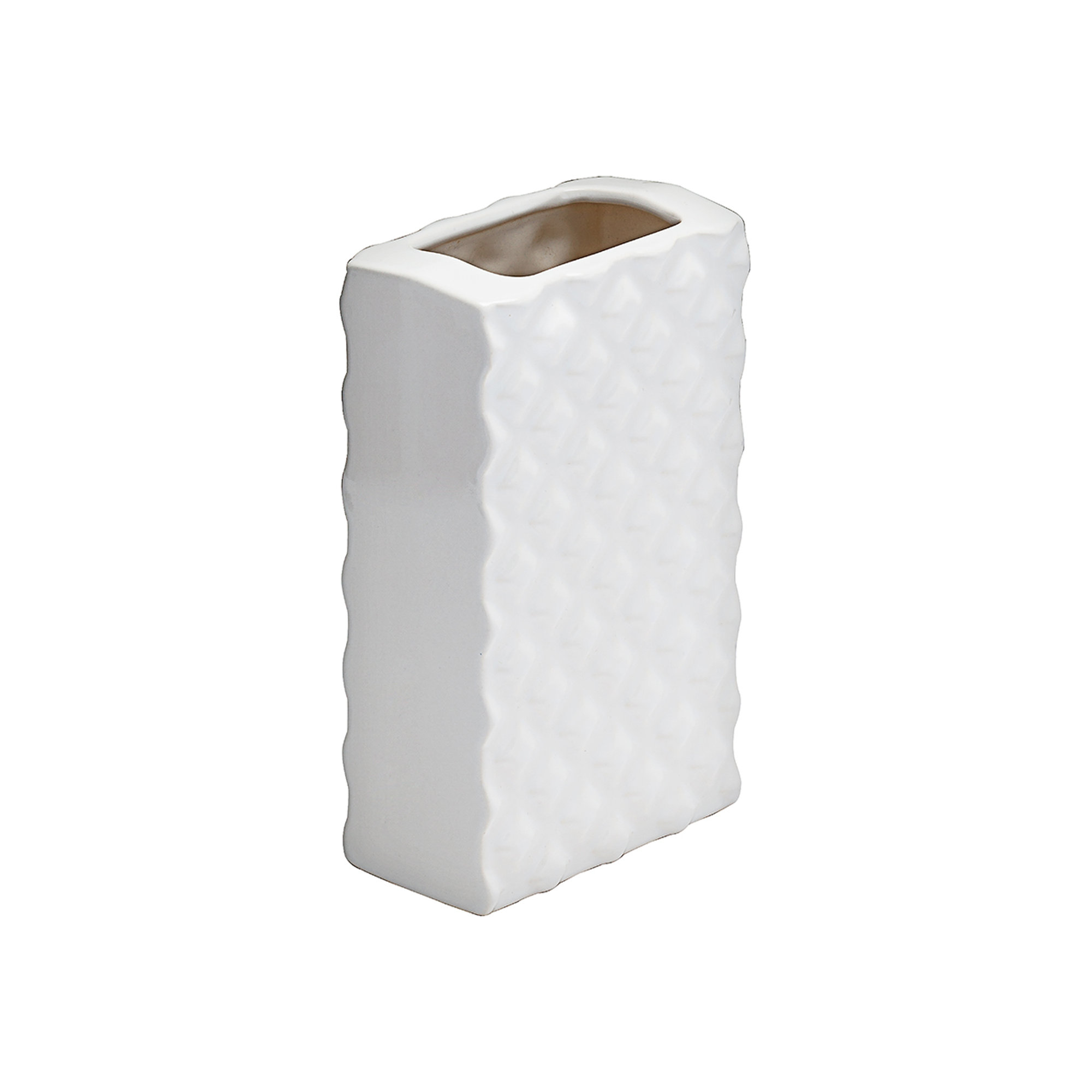 Vaso in ceramica, bianco lucido Braid vista0