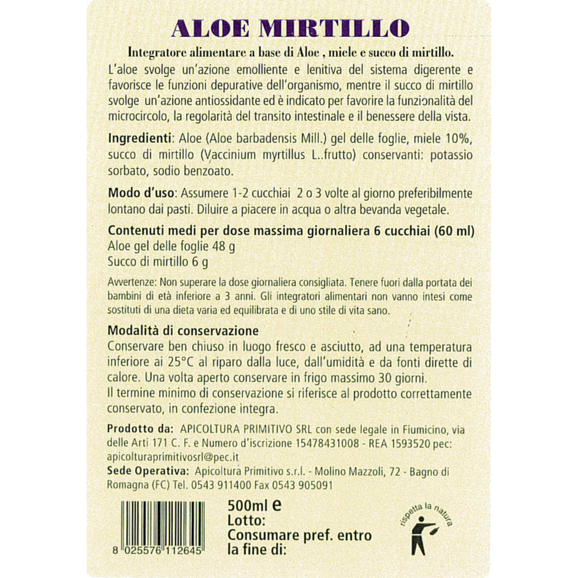 Kit Integratori e Aloe Vera e Mirtillo - 5 prodotti Apicoltura Primitivo vista10