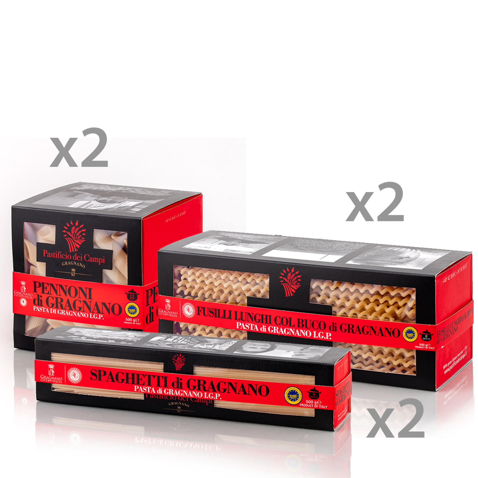 6 confezioni miste 500 gr: 2 Spaghetti, 2 Pennoni, 2 Fusilli Lunghi con Buco Pastificio dei Campi vista0
