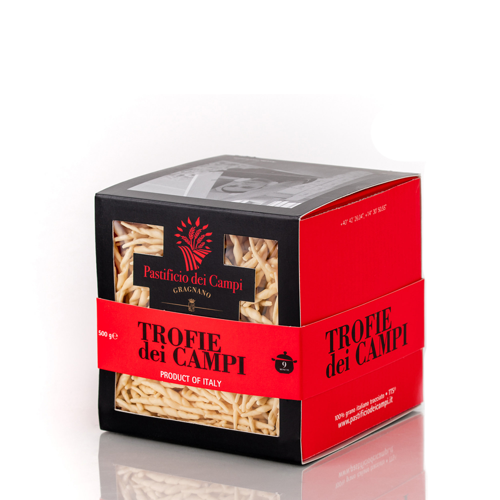 6 confezioni miste 500 gr: 1 Trofie, 1 Pennoni, 1 Orecchiette, 1 Mischiato potente, 1 Fusilli corti, 1 Elicoidali Pastificio dei Campi vista1