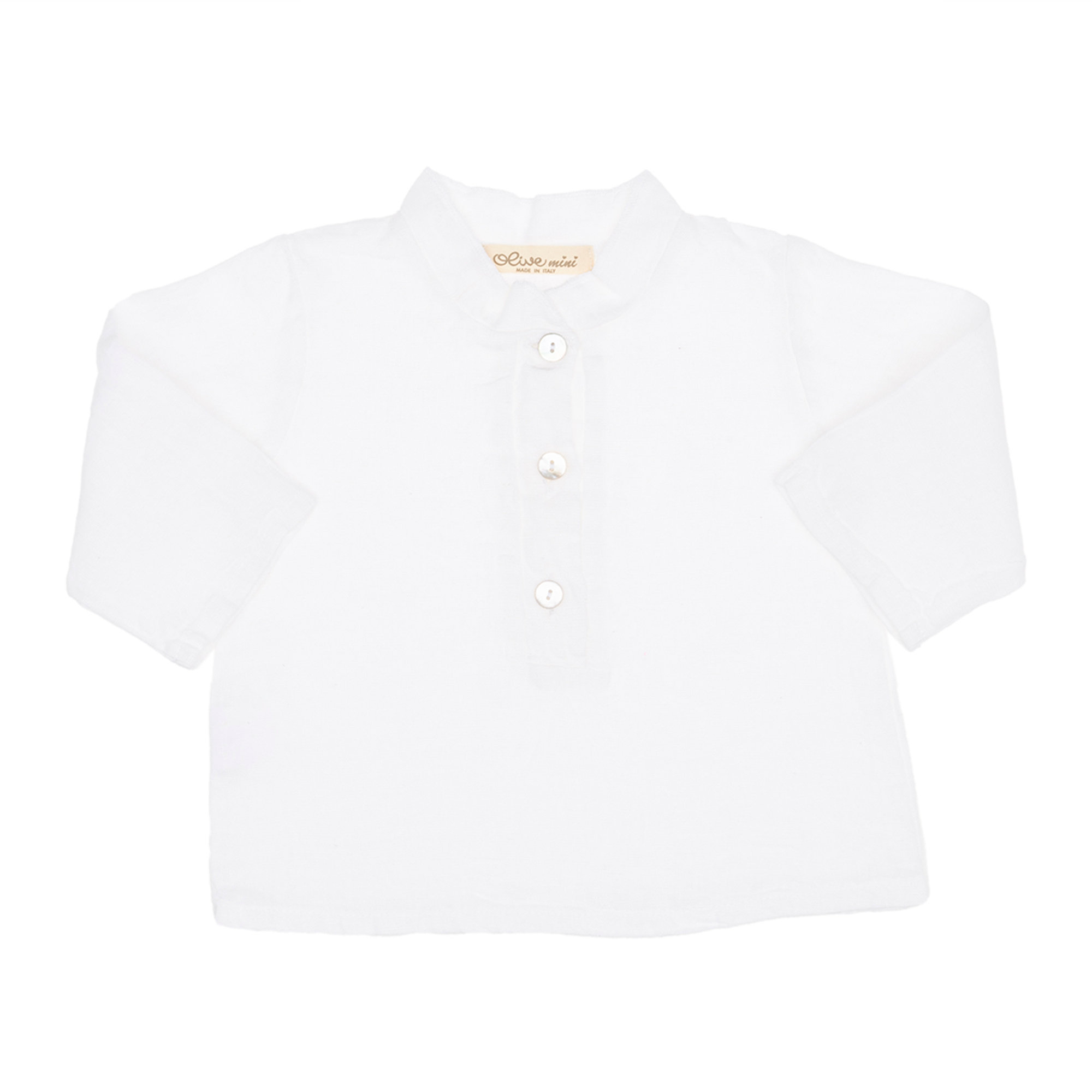 Camicia in lino bianco con collo coreana OLIVE BY SISCO vista0