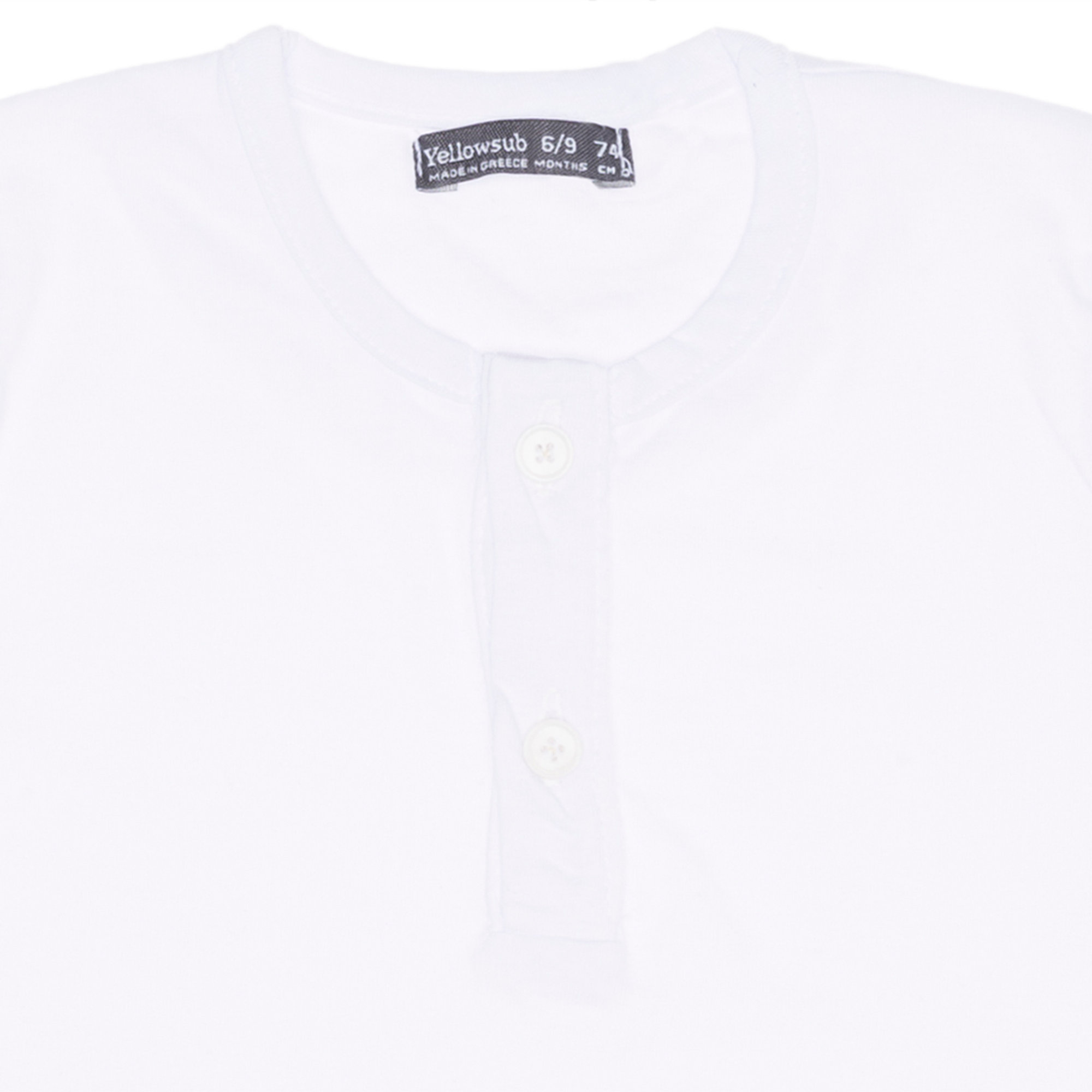 T-shirt basic bianca a maniche corte con bottoni Yellowsub vista2
