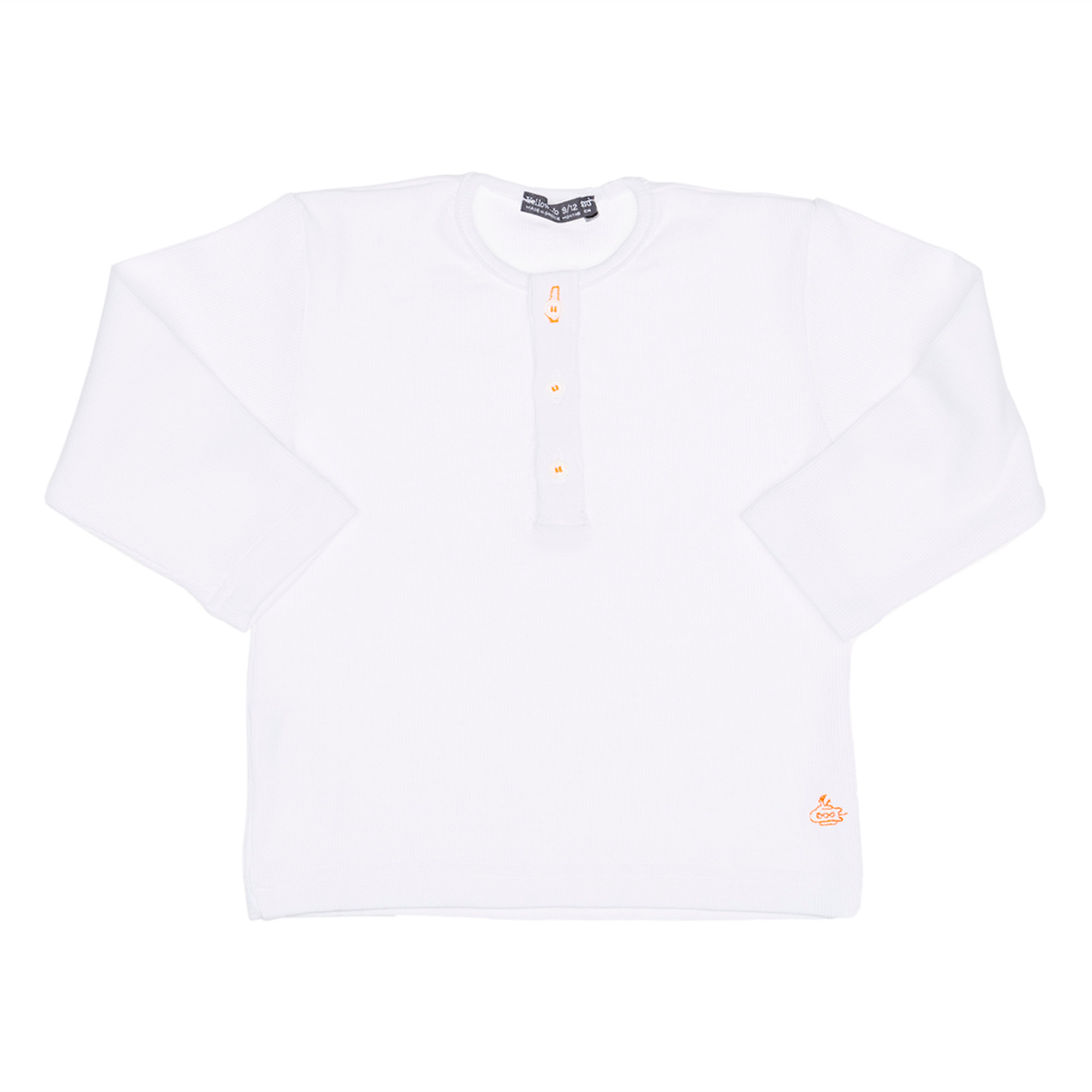 T-shirt canettata bianca a maniche lunghe Yellowsub vista0