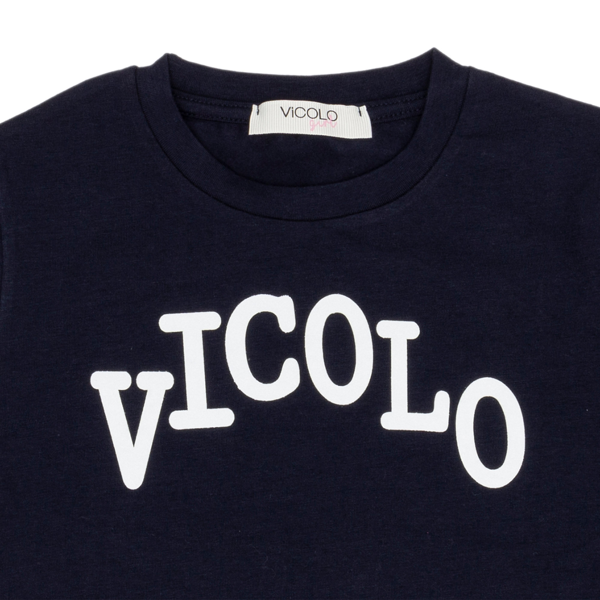 T-shirt blu con logo glitter Vicolo vista2