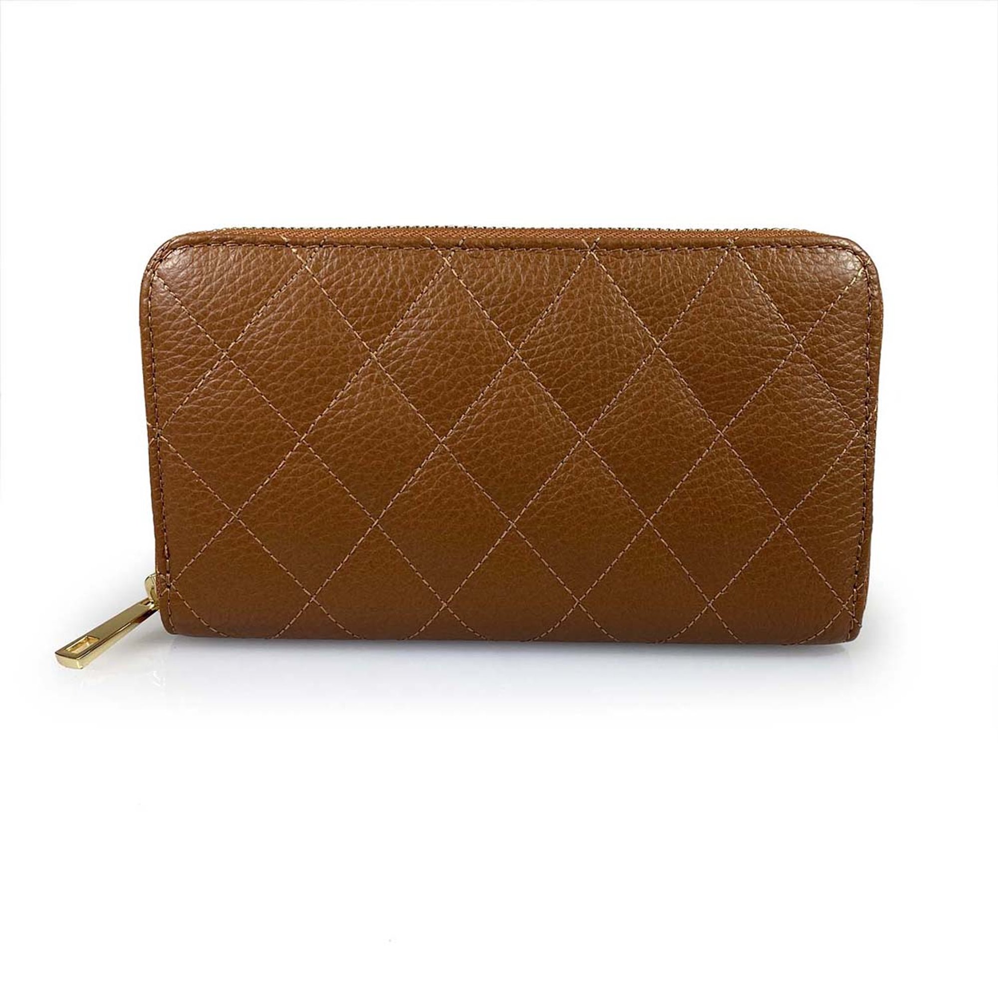 Portafoglio trapuntato con zip around cuoio Florence Bags Obsoleto vista3