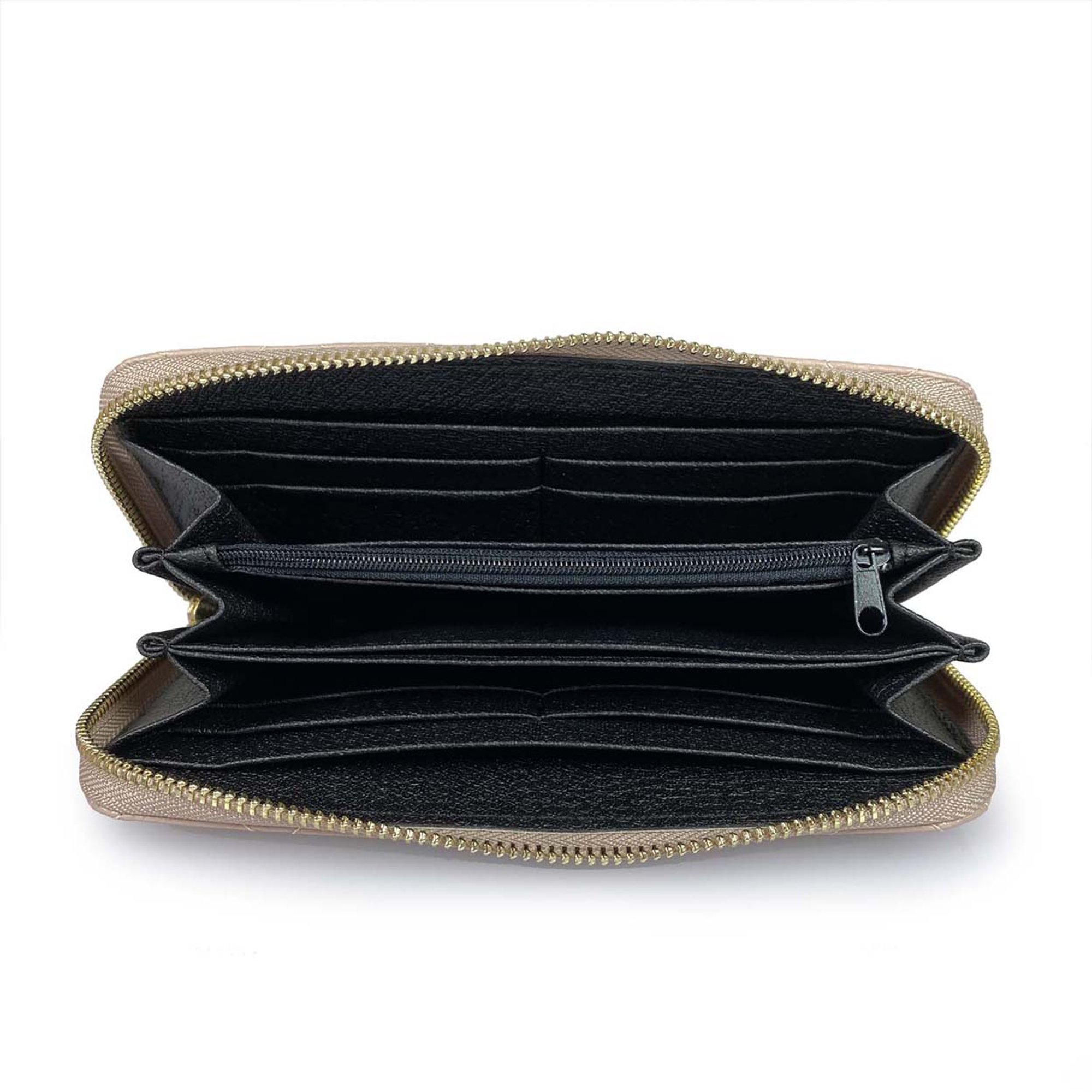 Portafoglio trapuntato con zip around rosa Florence Bags vista3