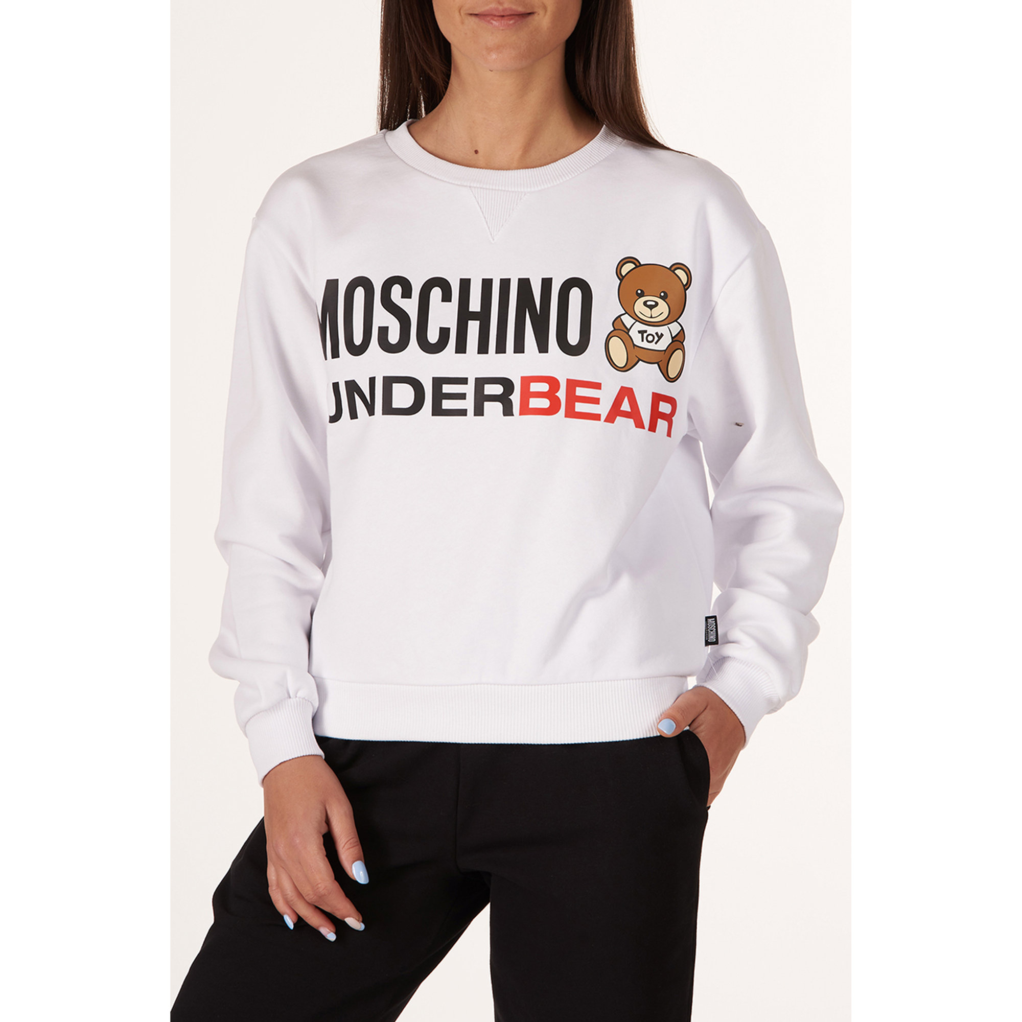 Felpa Moschino Underbear donna bianca con logo orso MOSCHINO  vista3