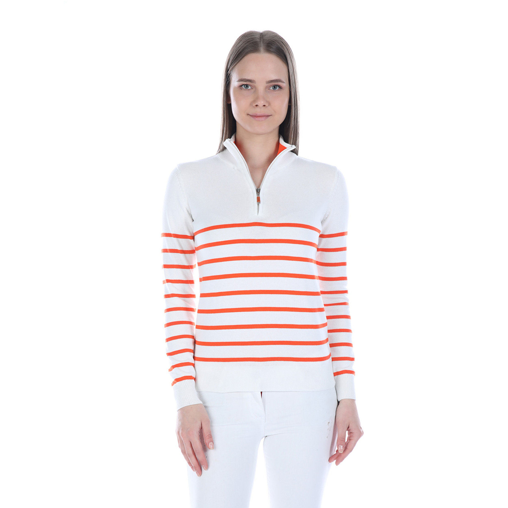 Maglia con fantasia riga ecru e arancione Giorgio di mare  vista0