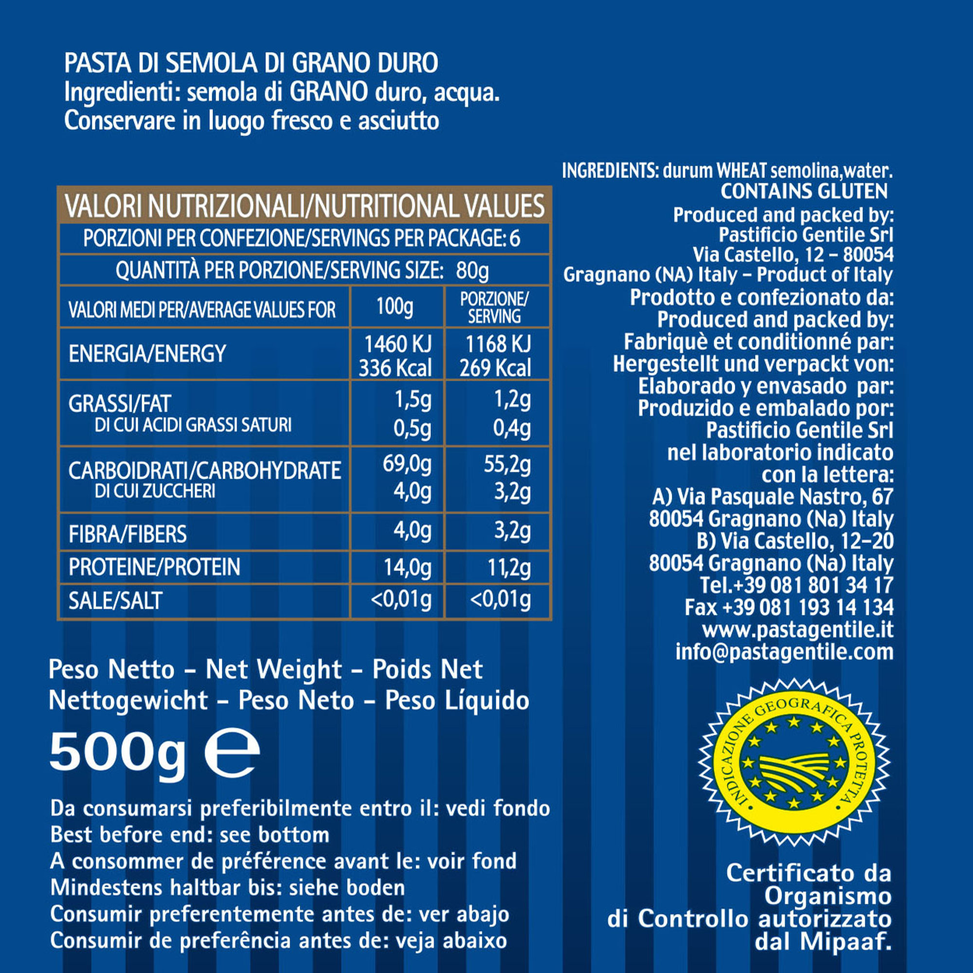12 Conf. da 500 gr - Spaghetti di semola di grano duro Gentile vista2