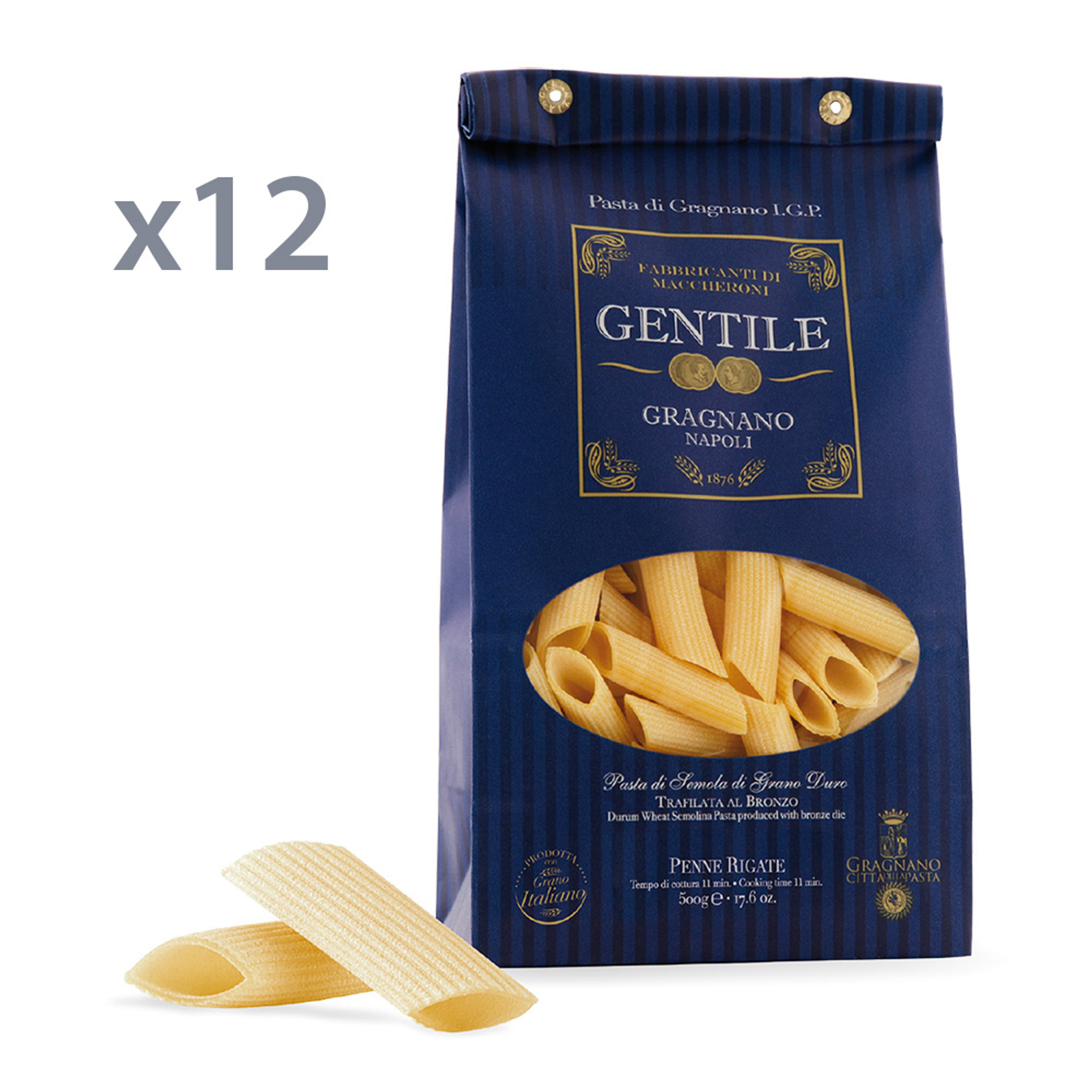12 Conf. da 500 gr - Penne rigate di semola di grano duro Gentile vista0