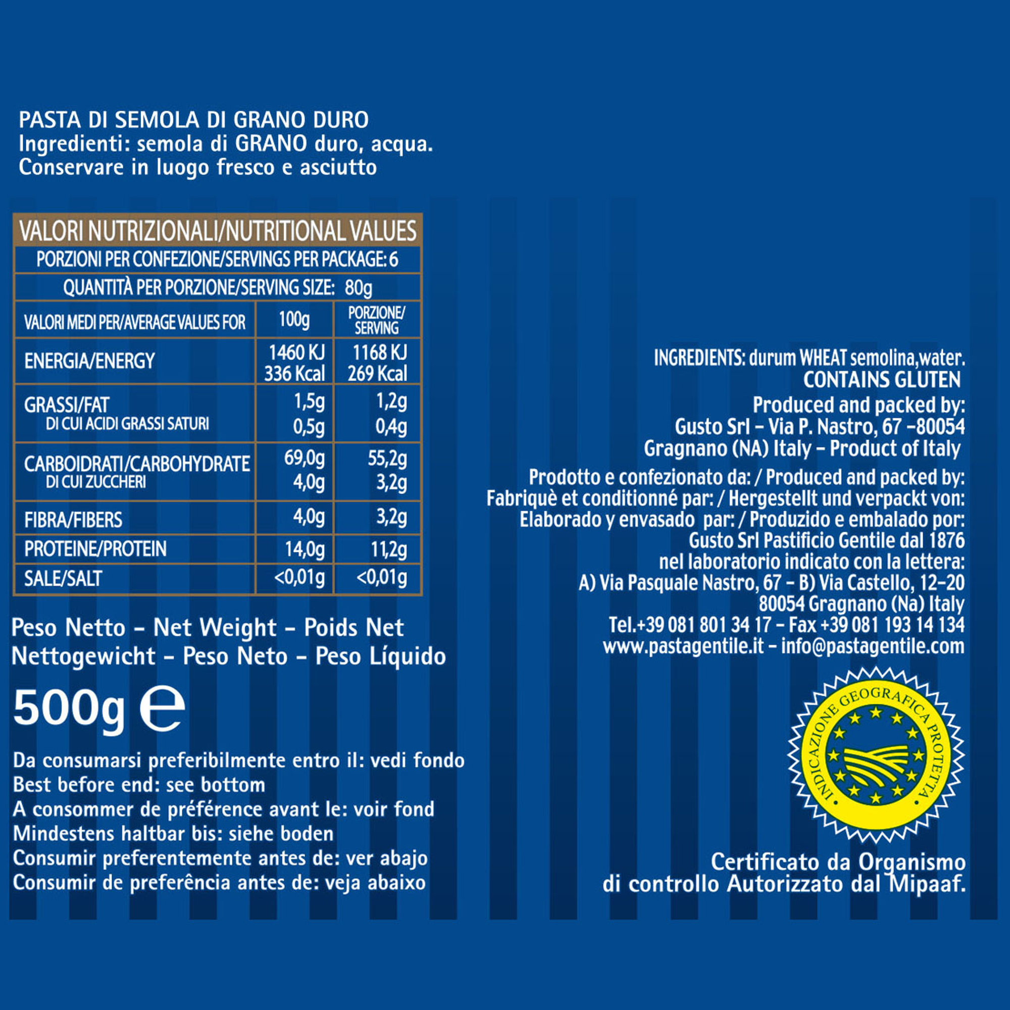 12 Conf. da 500 gr - Pasta mista corta di semola di grano duro Gentile vista2
