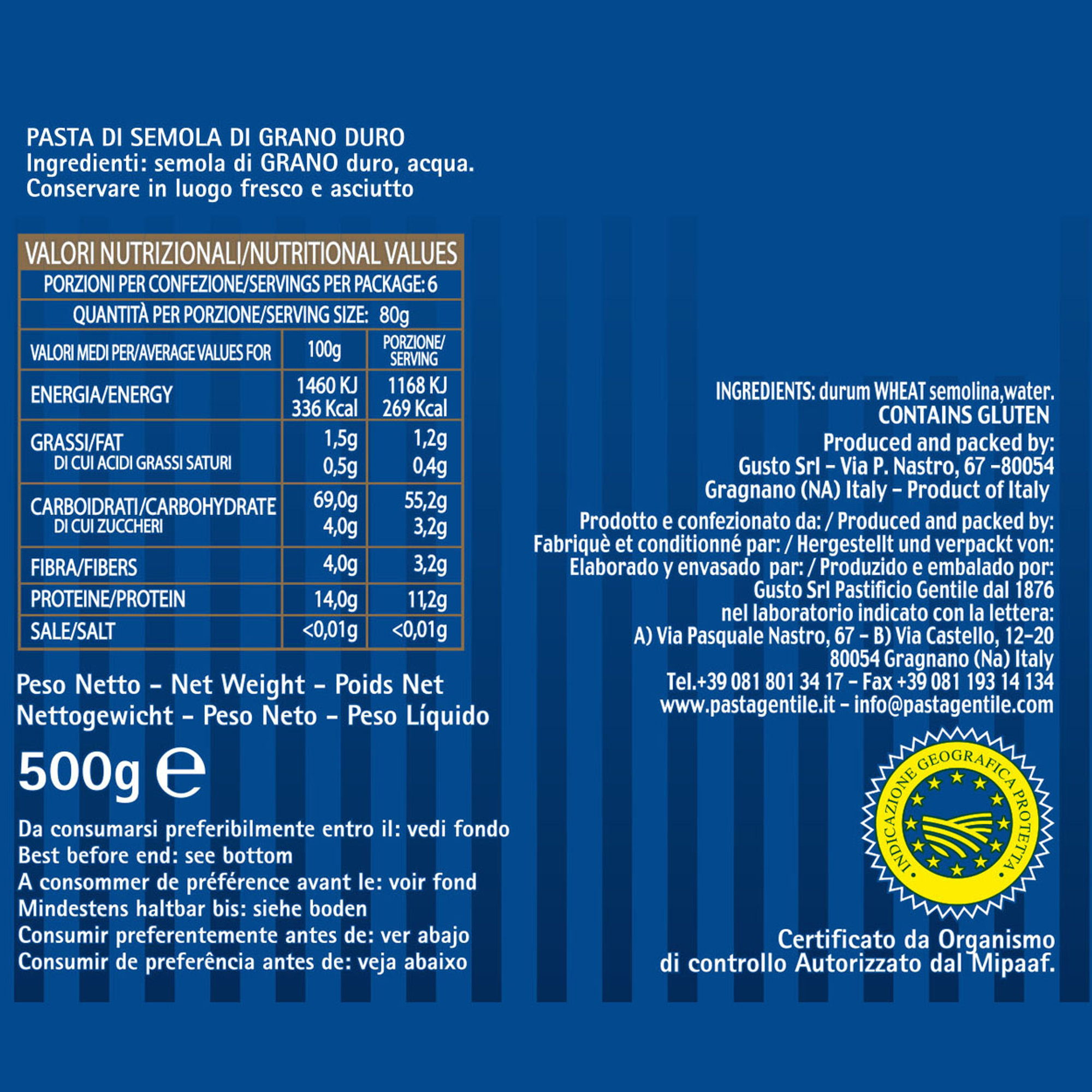 12 Conf. da 500 gr - Pappardelle di semola di grano duro Gentile vista2