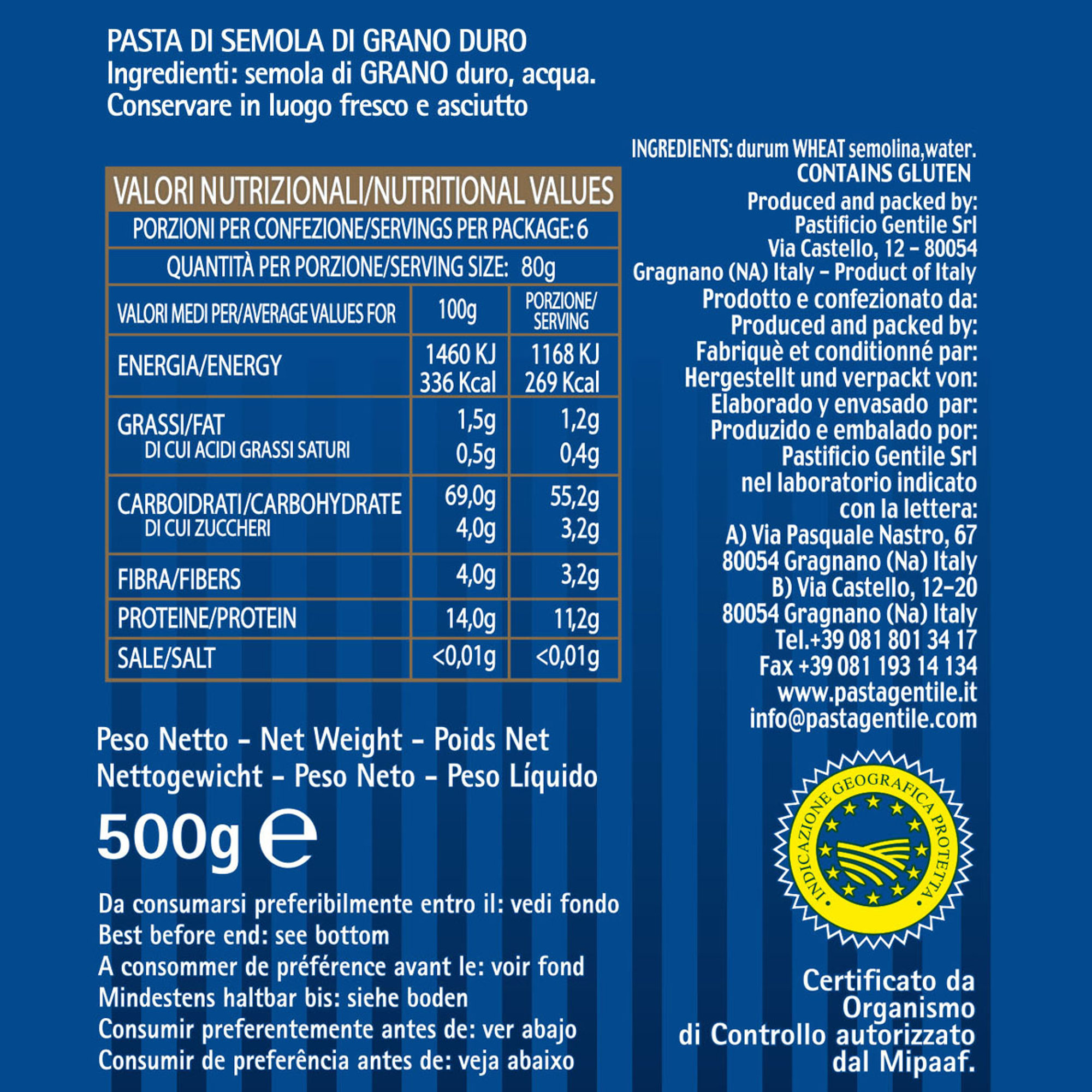 12 Conf. da 500 gr - Tagliatelle di semola di grano duro Gentile vista2