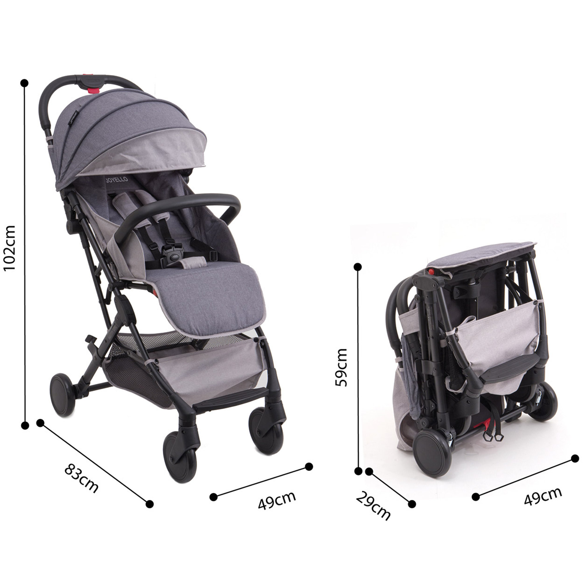 Silla de paseo TROLLEY supercompacta, jeans Joyello vista10