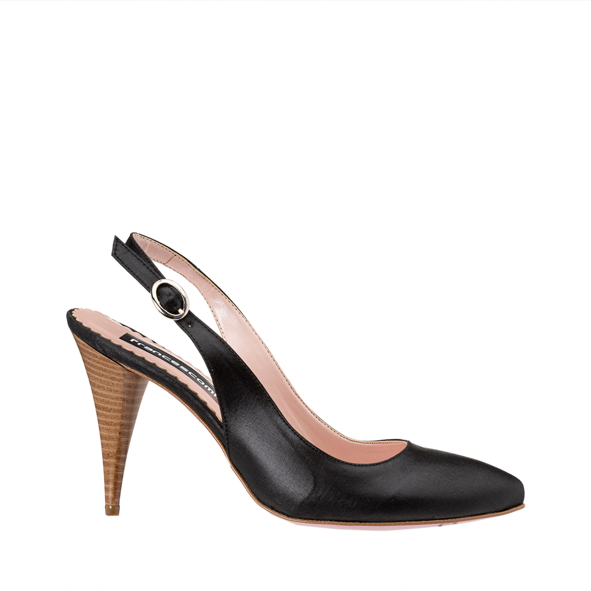 Décolleté Slingback in tessuto ambra nere Francesco Milano vista0