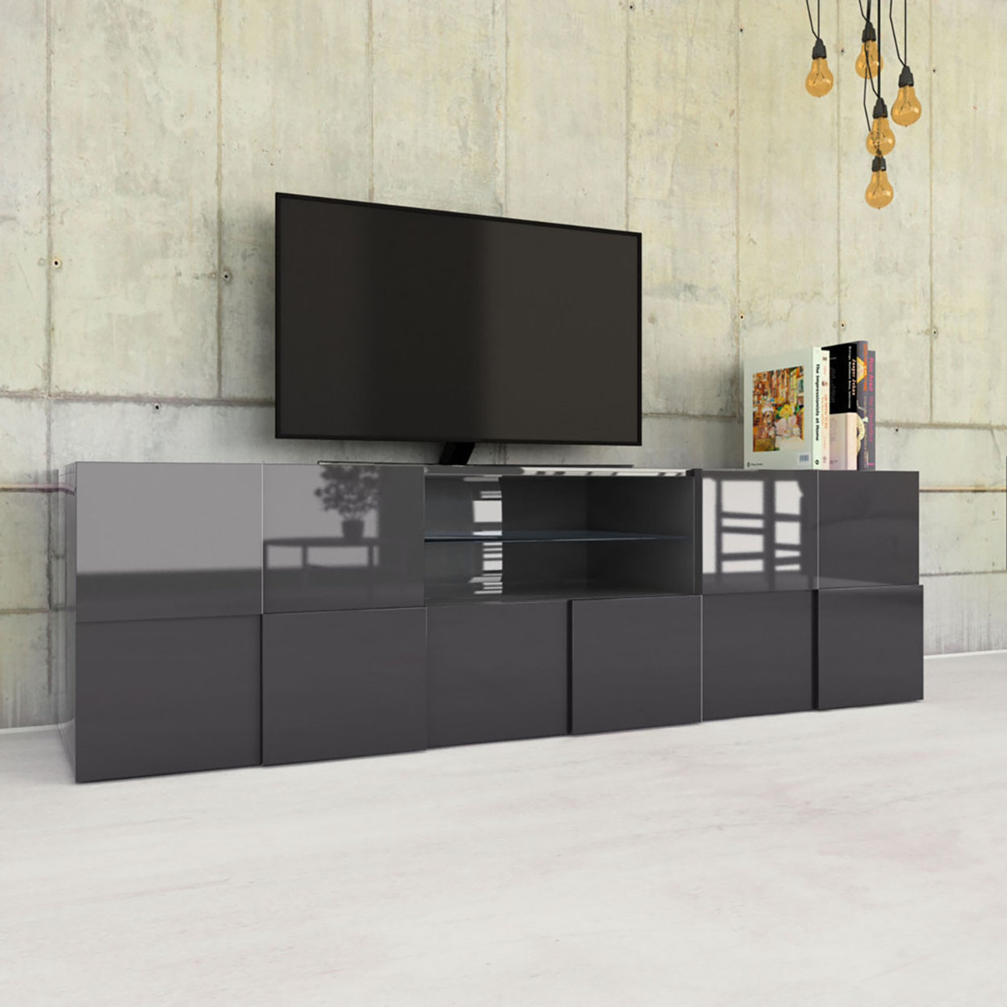 Porta TV BRAMON antracite Black & White vista2