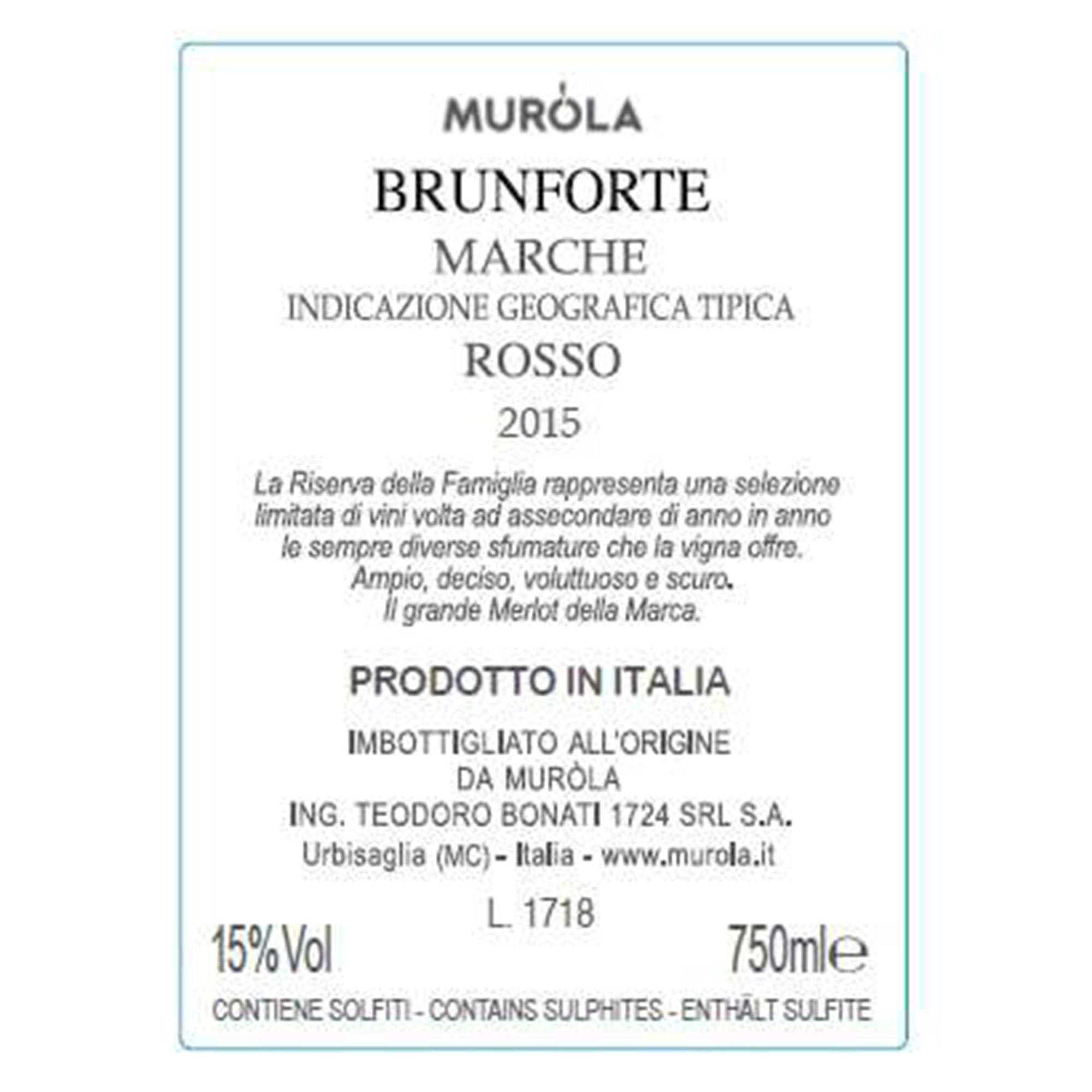 1 bouteille - « Brunforte » IGT Marche Rosso 2015 Tenute Murola vista1