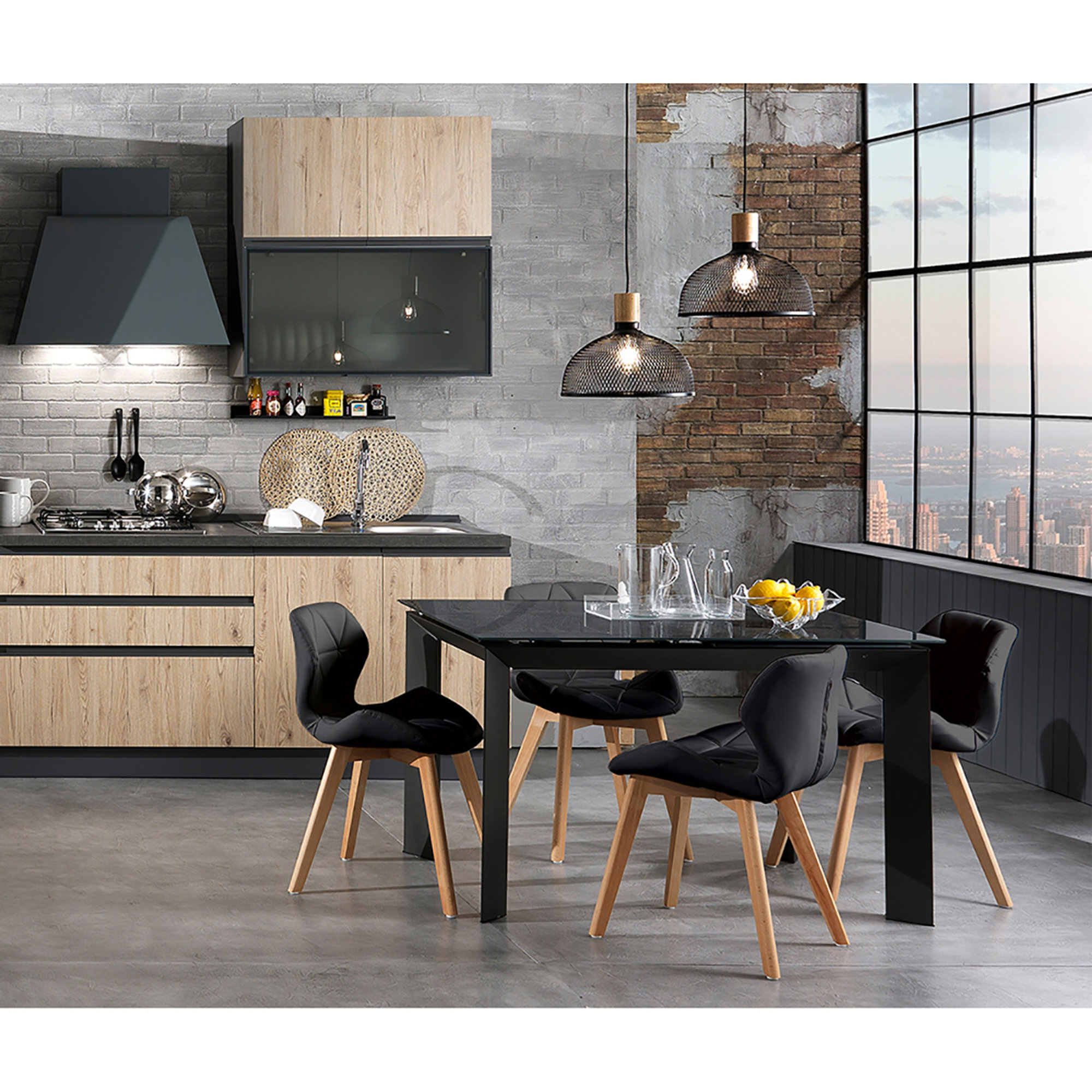 Set da 2 sedie New Kemi - A, nero/marrone Tomasucci vista3