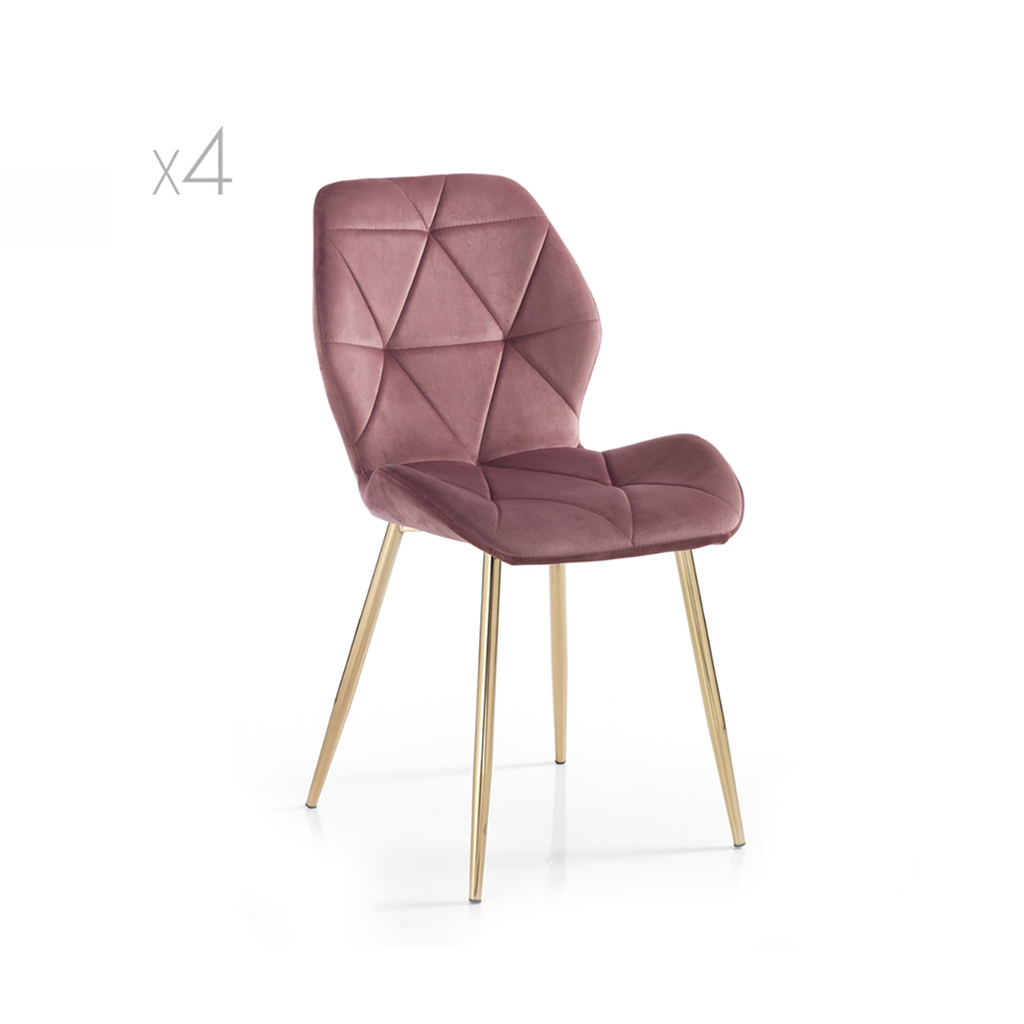 Set da 4 sedie New Kemy, rosa cipria/oro Tomasucci vista0