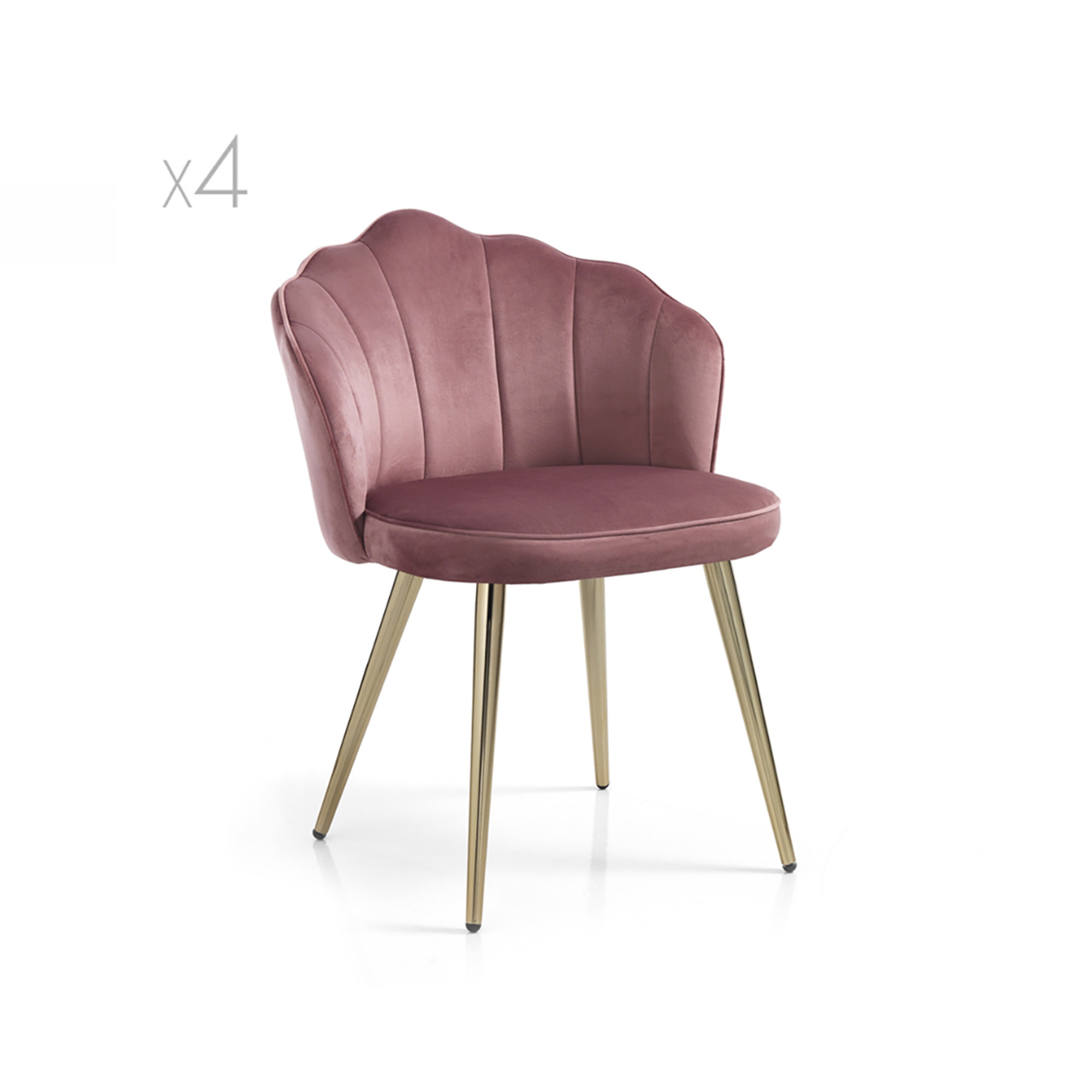 Set da 4 sedie Shell, rosa cipria/oro Tomasucci vista0