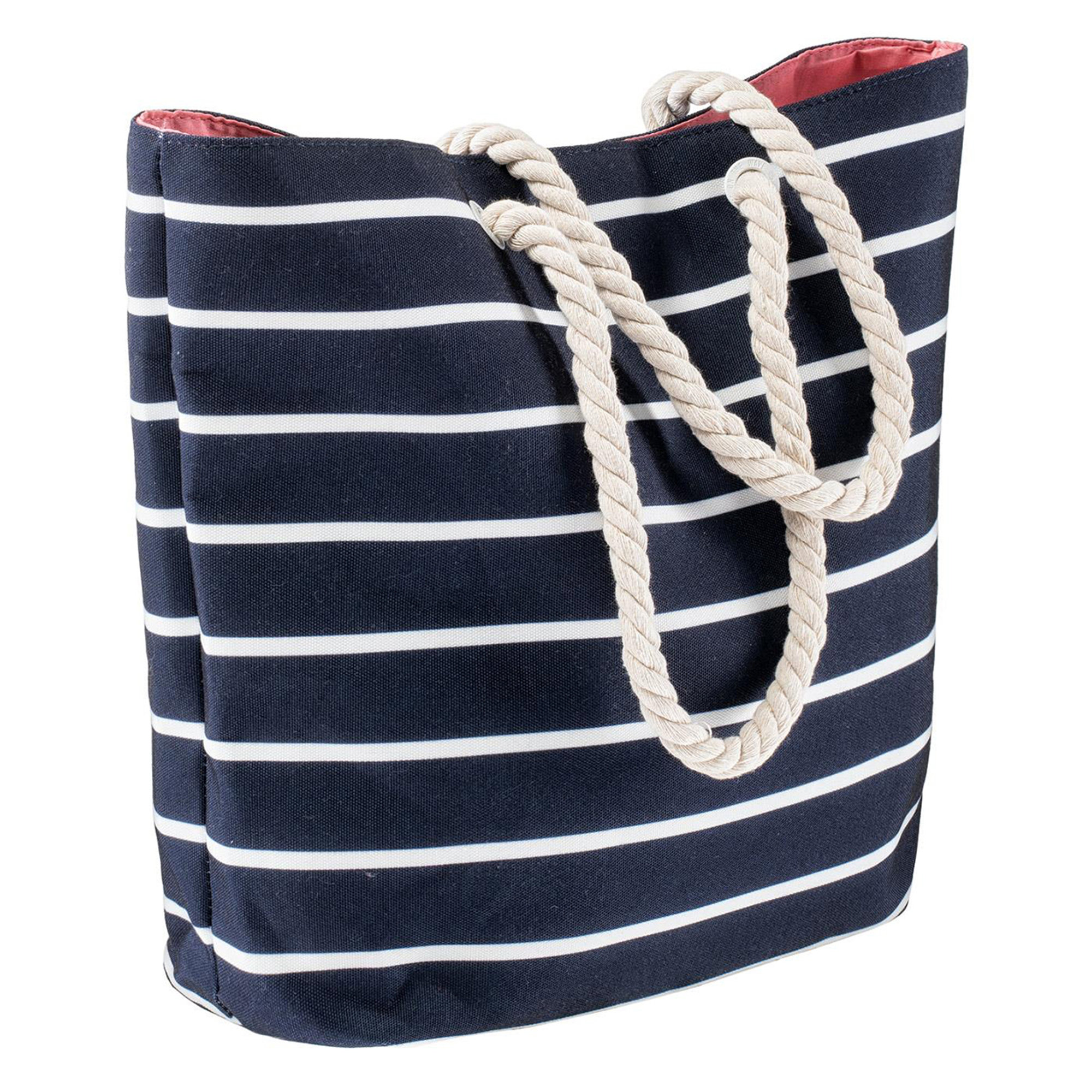 Borsa mare con fantasia rigata blu e bianca Aquawave vista0