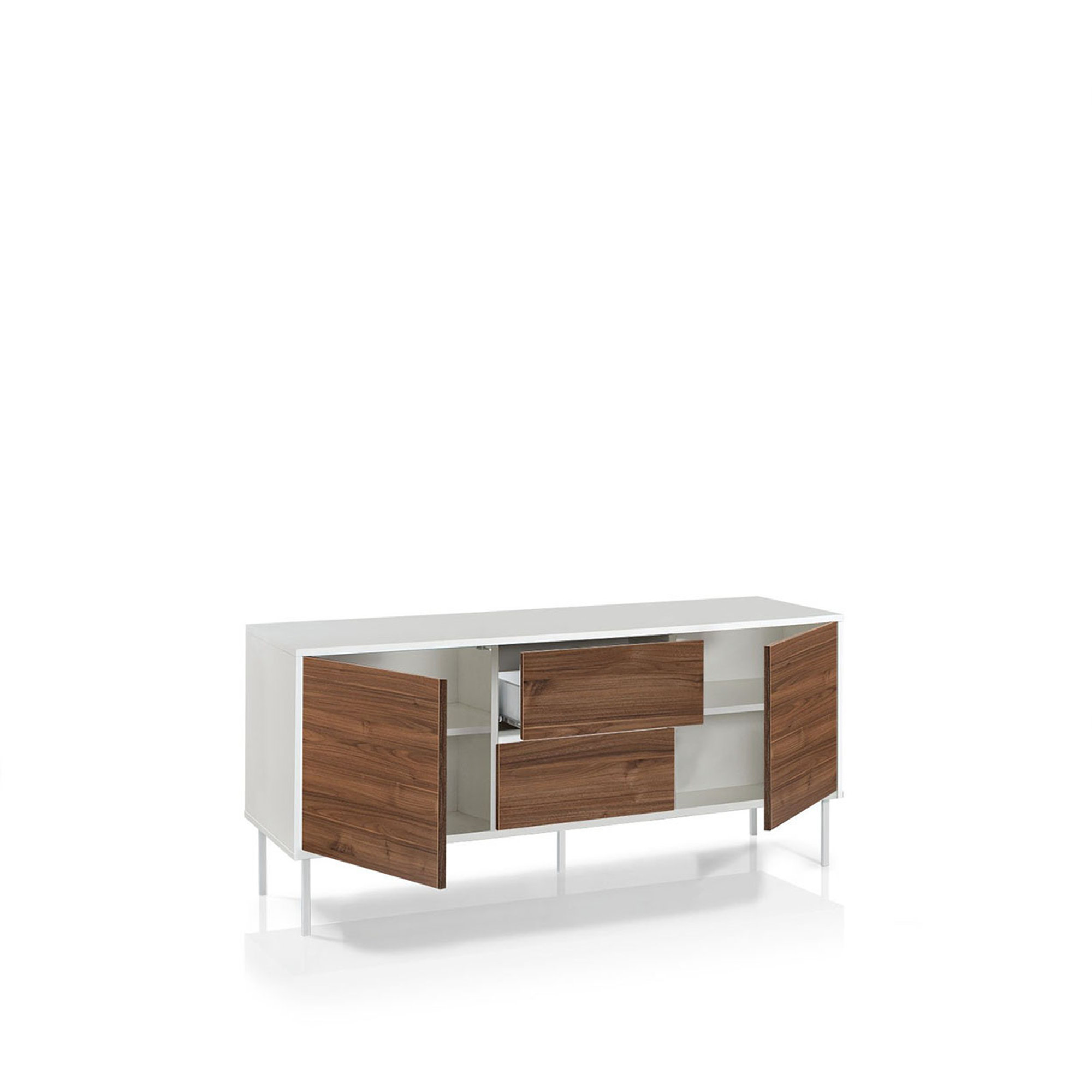 Buffet 2 ante e 2 cassetti MAINZ, bianco/noce TFT Home Obsoleto vista1