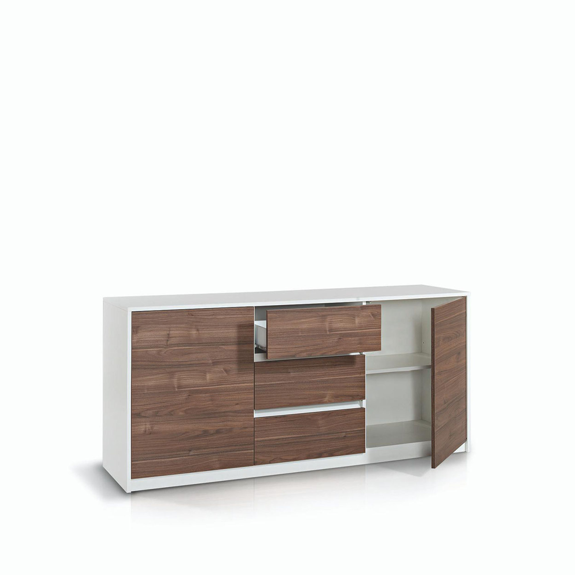 Buffet 2 ante e 3 cassetti MAINZ, bianco/noce TFT Home Obsoleto vista1