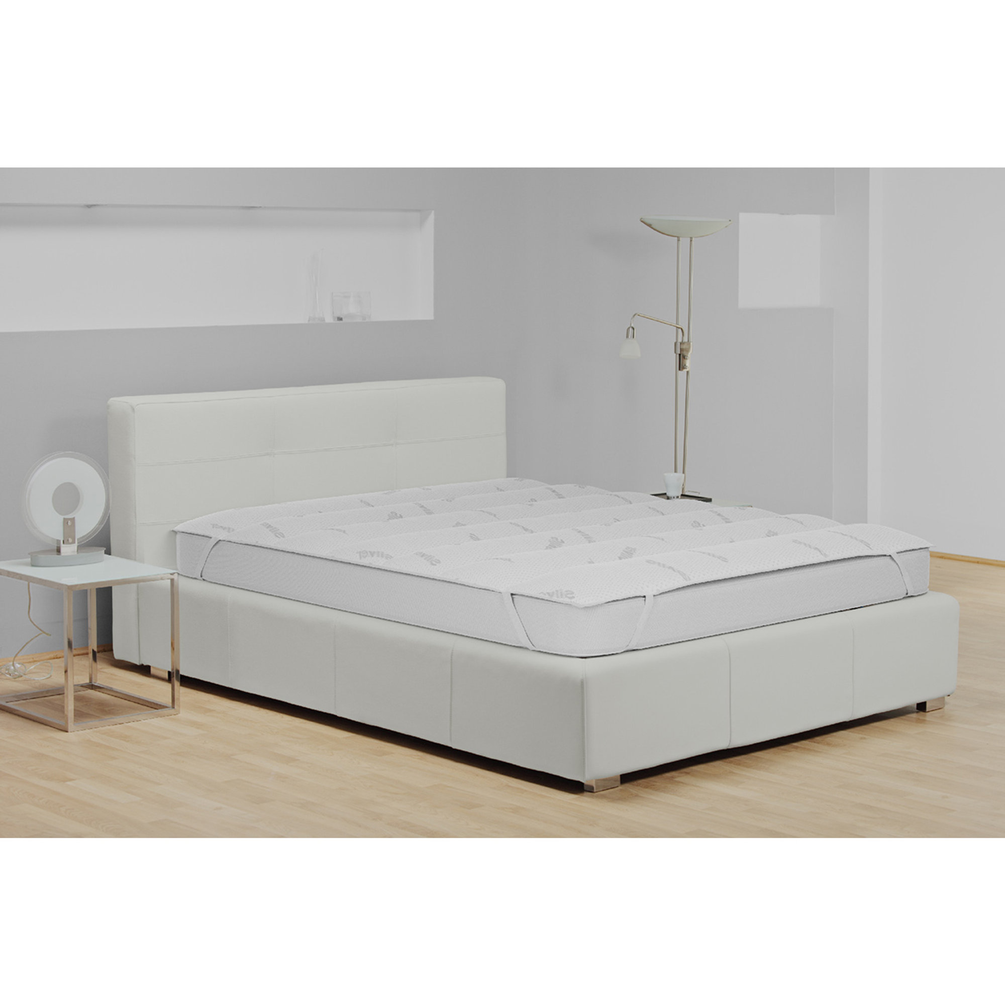 Topper imbottito e trapuntato con trattamento Silver, bianco DATEX vista1