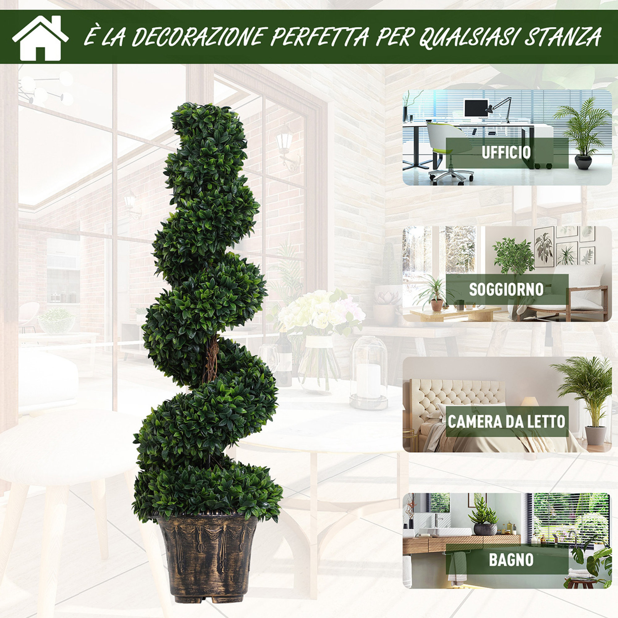 Plante en spirale de buis artificiel pour extérieur et intérieur avec pot Arredo per outdoor vista8